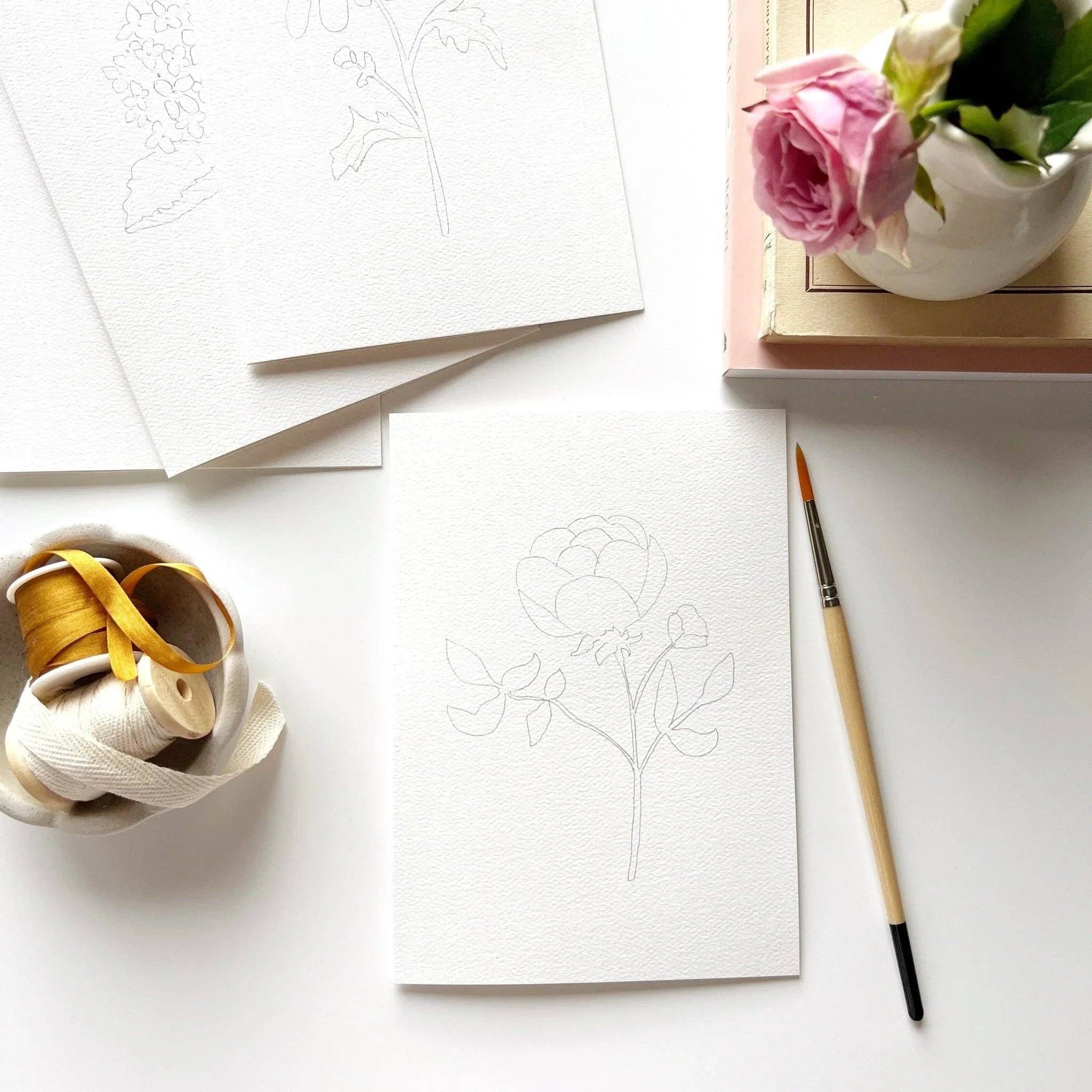 Garden Flowers Paintable Watercolor Notecard Set - Image 4