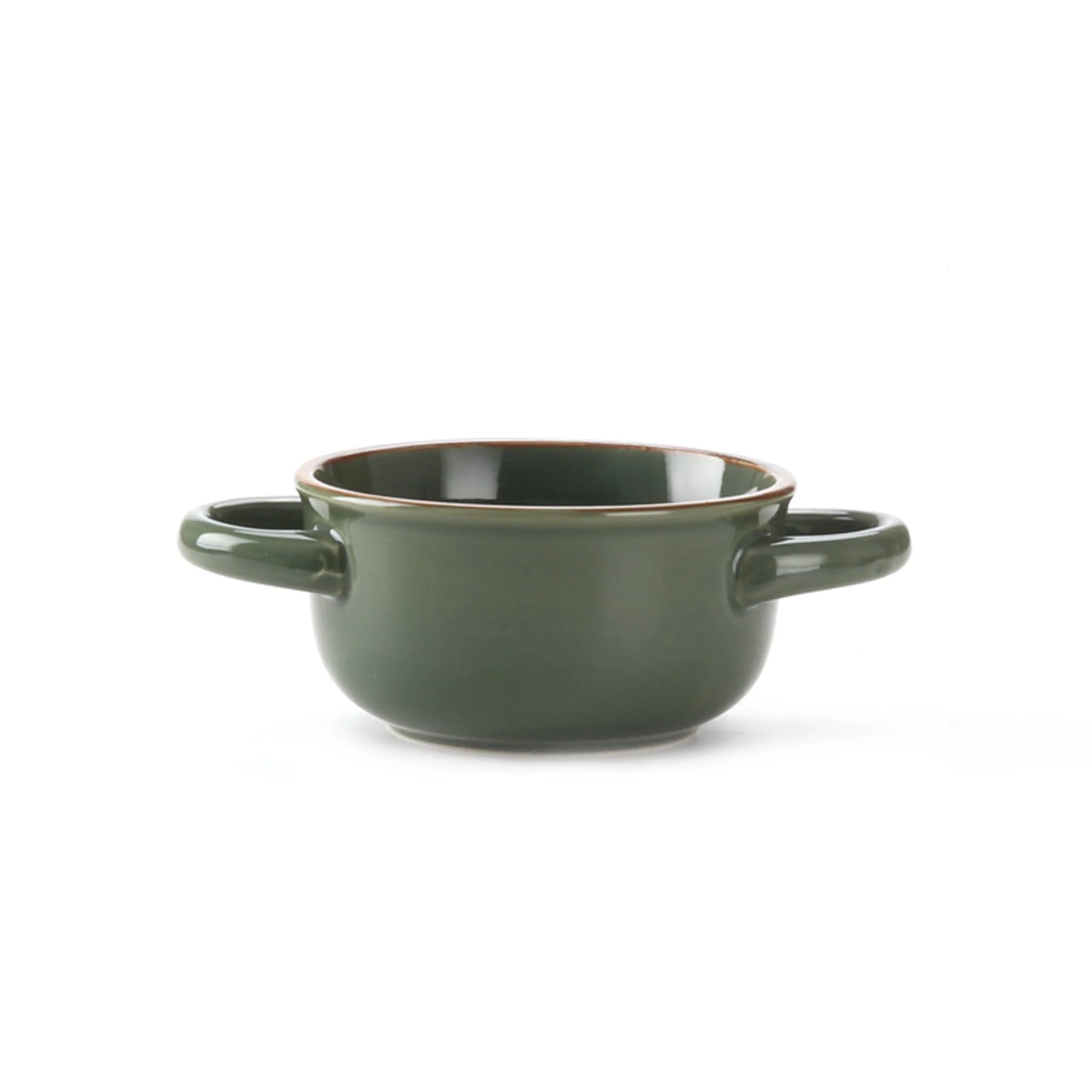Soup Bowl in Alpine. Serving Bowl with Handles. Green. 18 oz