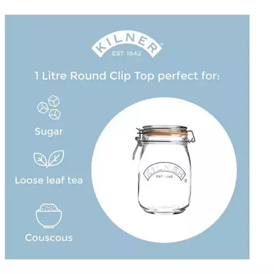 Clip Top Round Jar 1 Litre - Image 3