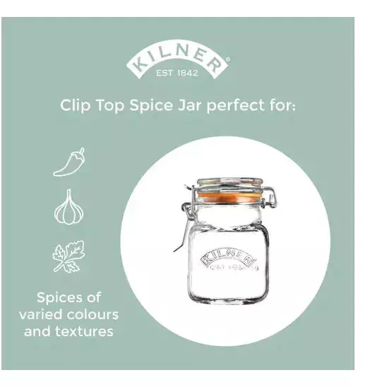 Clip Top Square Spice Jar 70ml - Image 3