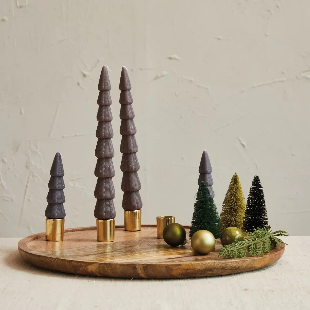 Mango Wood & Aluminum Tray Advent Taper Holder - Image 2