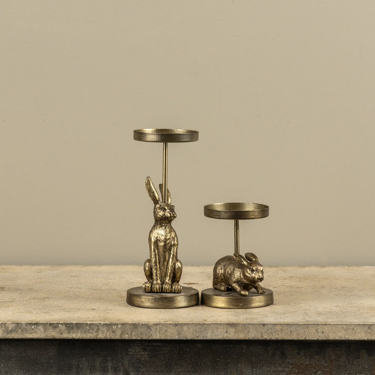 Gold Sitting Bunny Pillar Candle Holder - Image 3