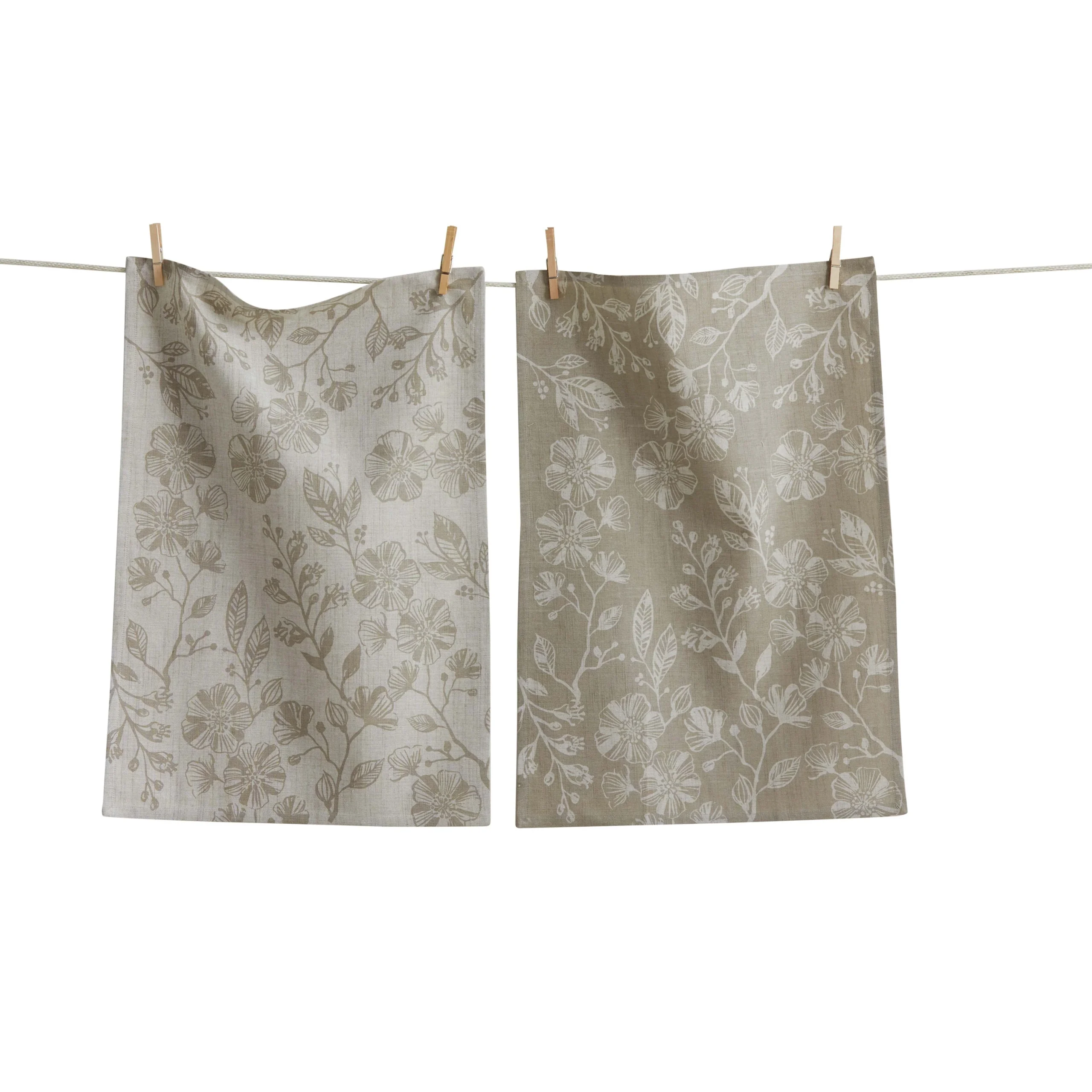 Canyon Print Floral Dishtowel. Set Of 2