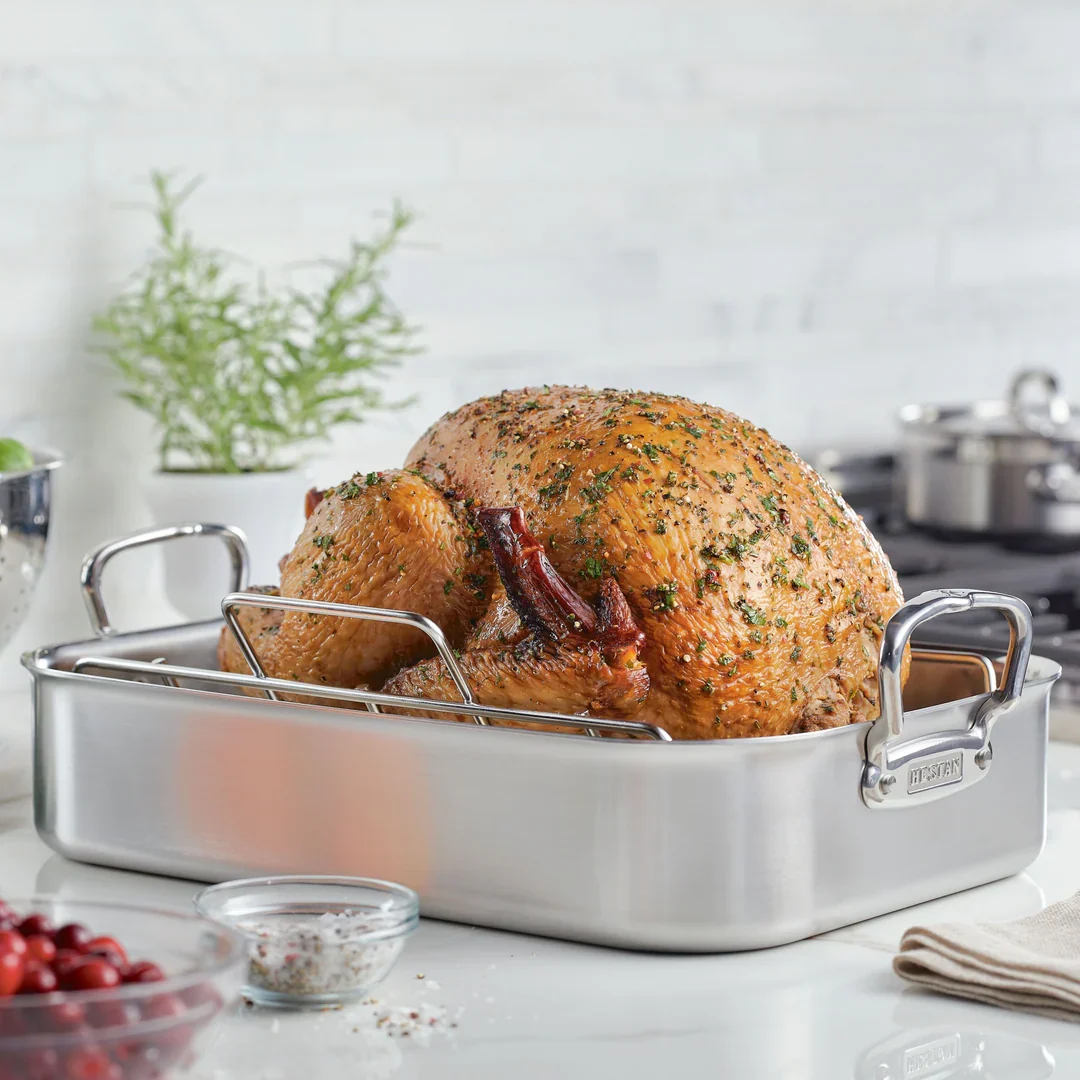 Hestan Provisions 14.5-inch Classic Clad Roaster with Rack - Image 8