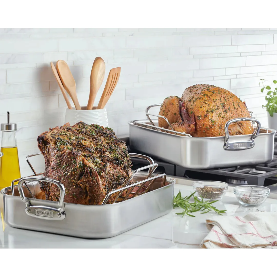 Hestan Provisions 14.5-inch Classic Clad Roaster with Rack - Image 9