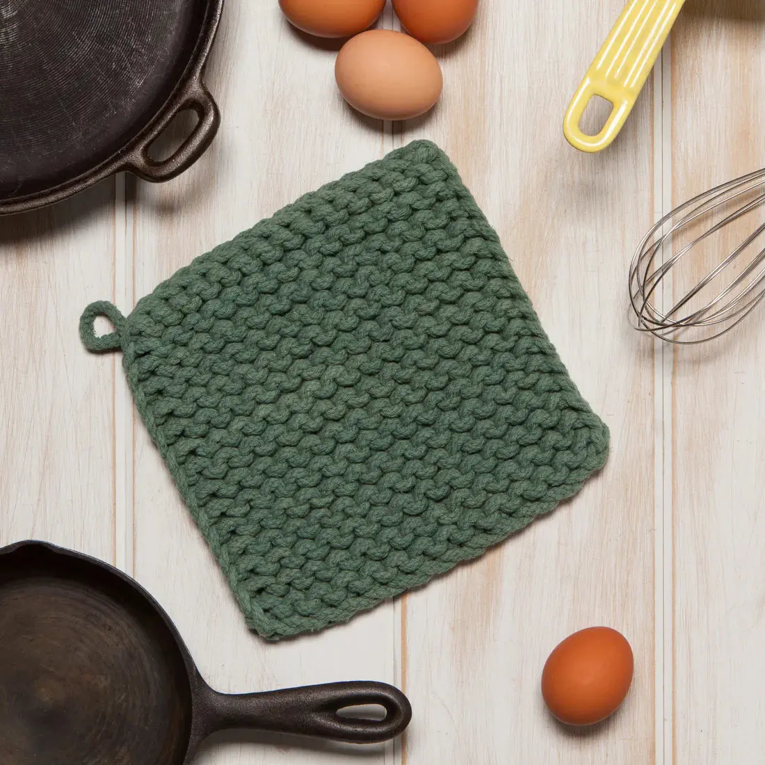 Jade Green Knit Potholder - Image 2