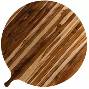 Proteak Large Round Serving Board with Handle 33 x 28