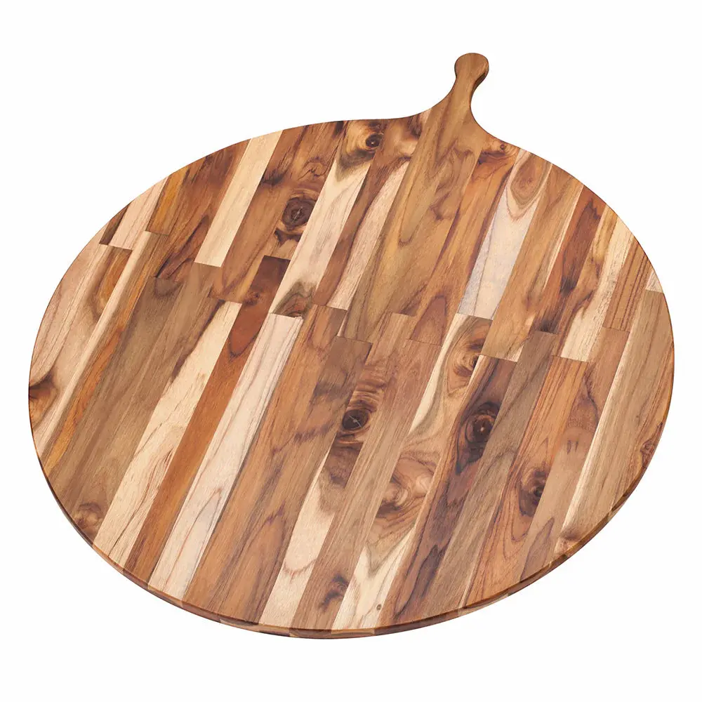 Proteak Large Round Serving Board with Handle 33 x 28 - Image 2