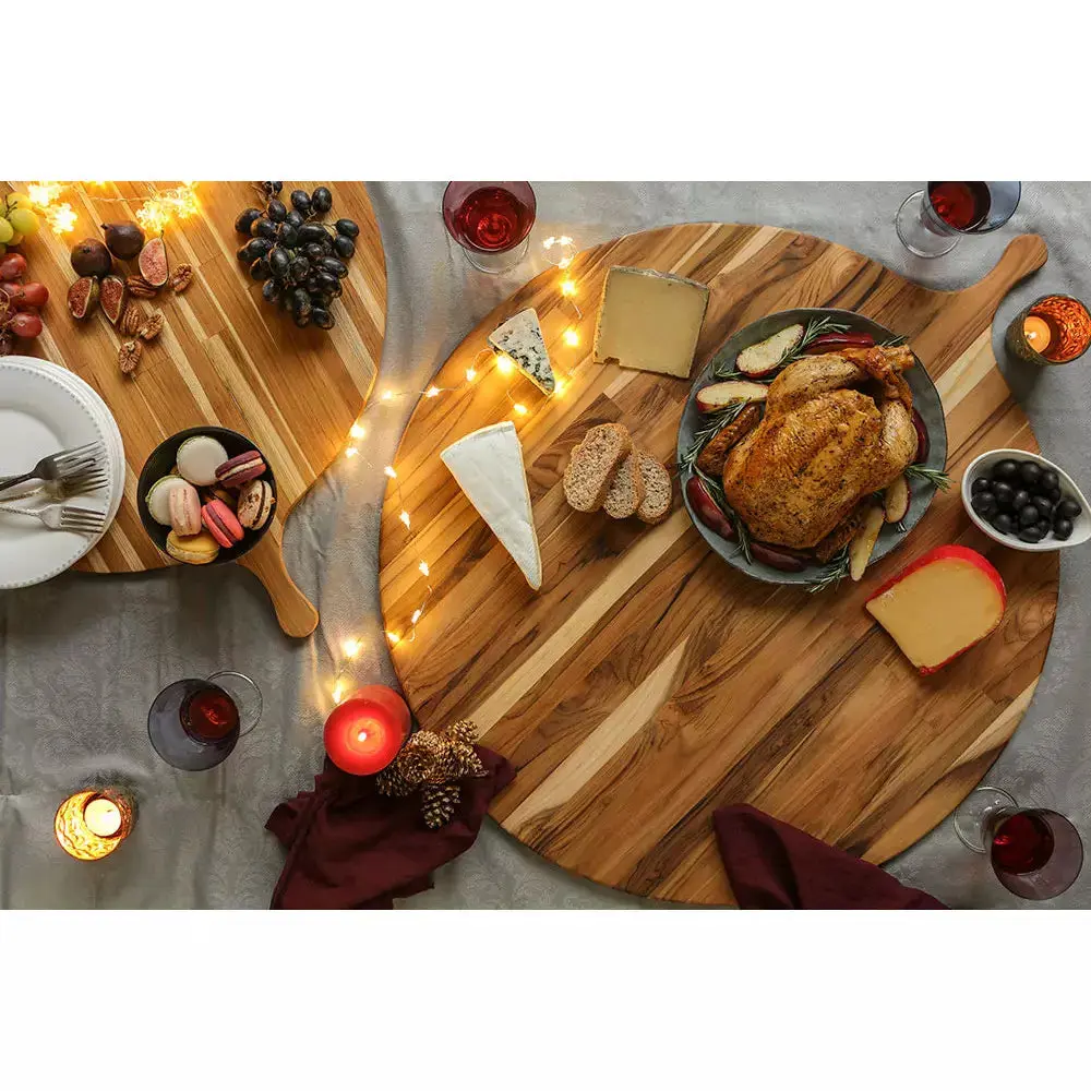 Proteak Large Round Serving Board with Handle 33 x 28 - Image 5