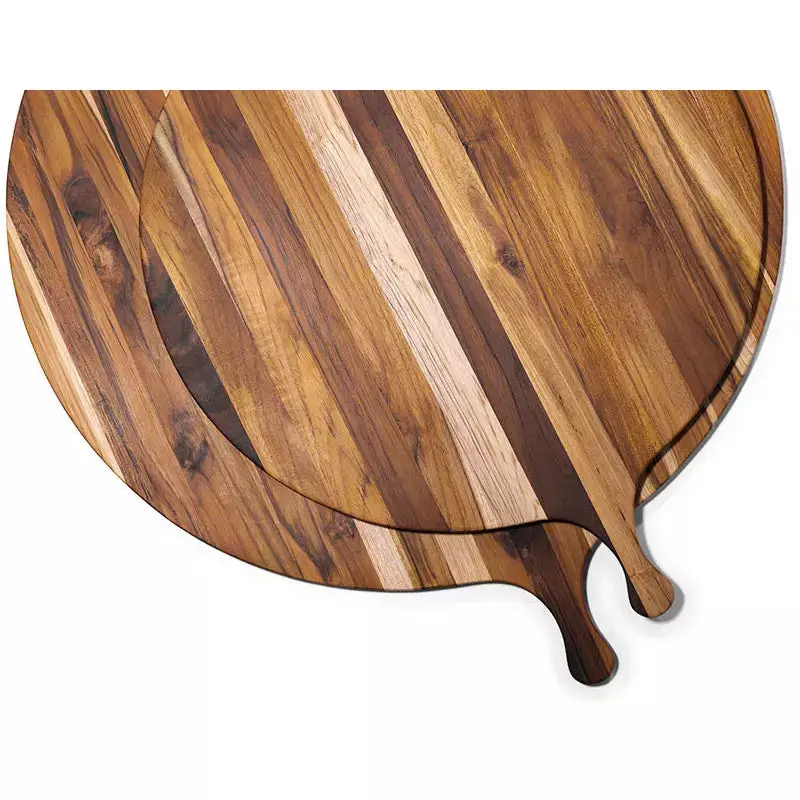 Proteak Large Round Serving Board with Handle 33 x 28 - Image 6