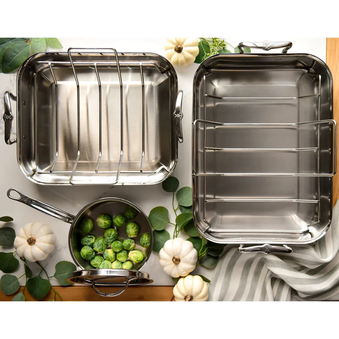 Hestan Provisions 14.5-inch Classic Clad Roaster with Rack - Image 7