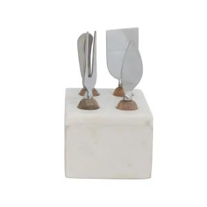 Stainless Steel Cheese Server with Marble Base