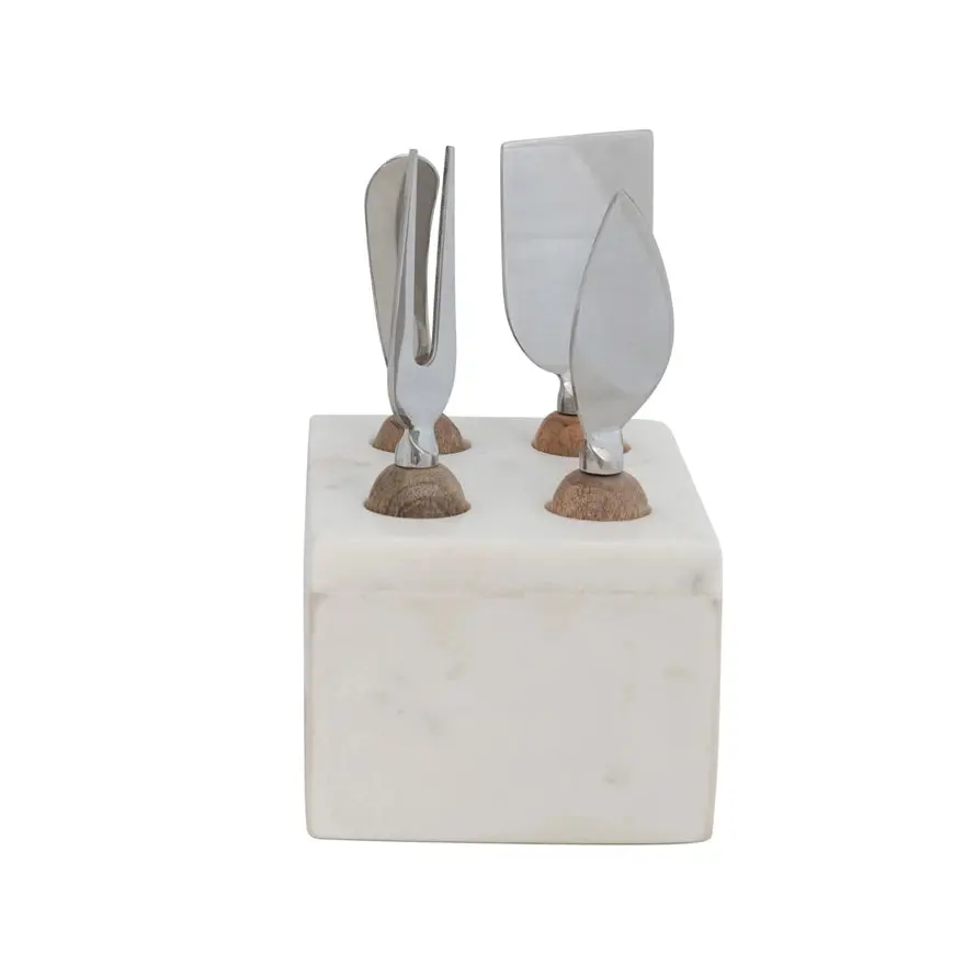 Stainless Steel Cheese Server with Marble Base