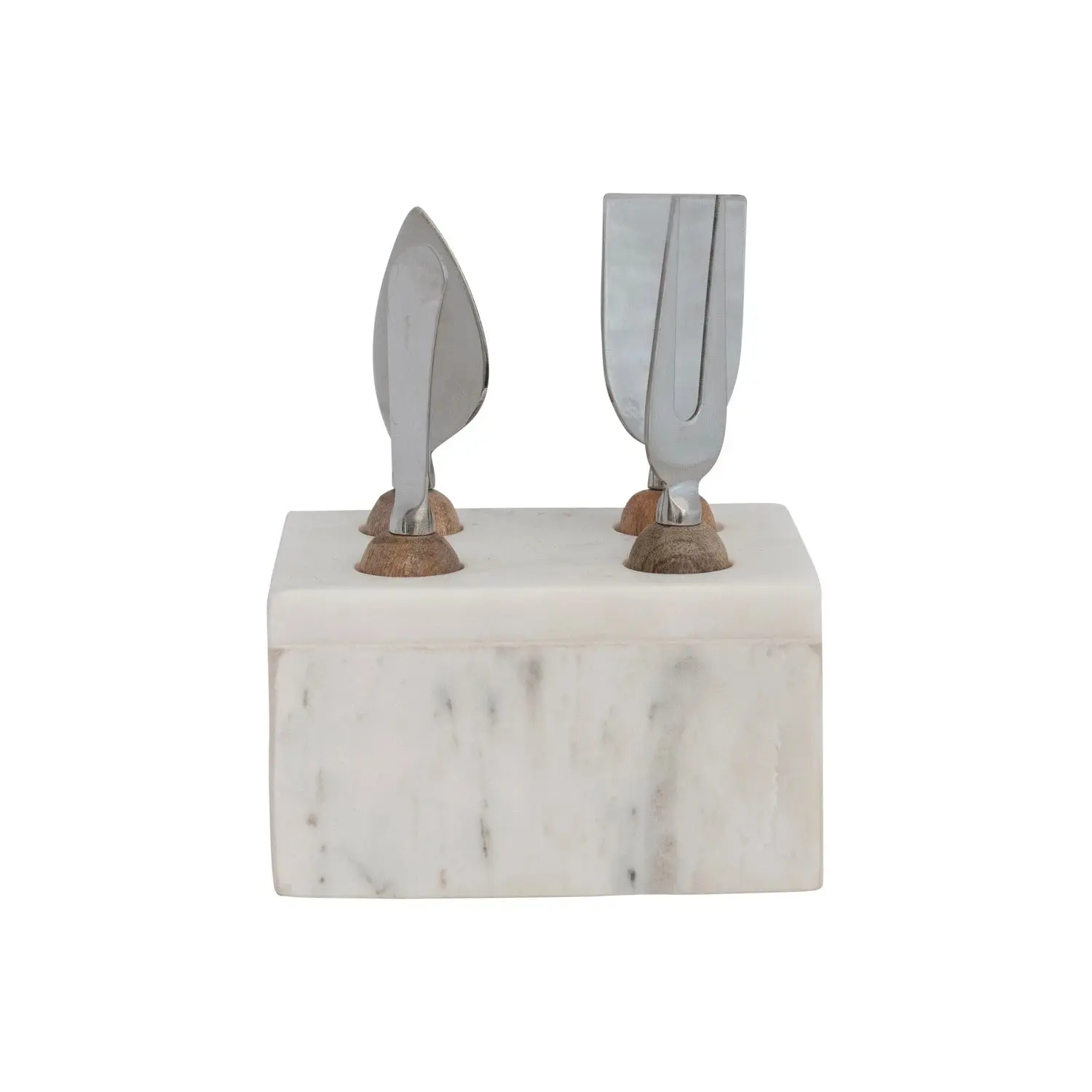 Stainless Steel Cheese Server with Marble Base - Image 3