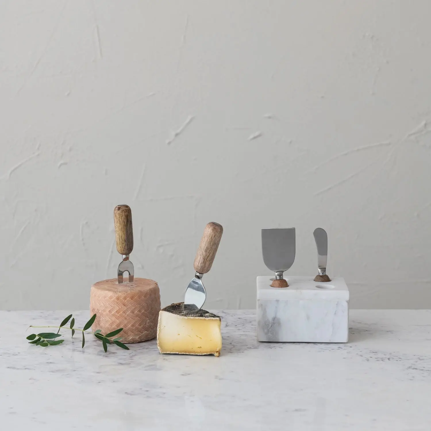 Stainless Steel Cheese Server with Marble Base - Image 4