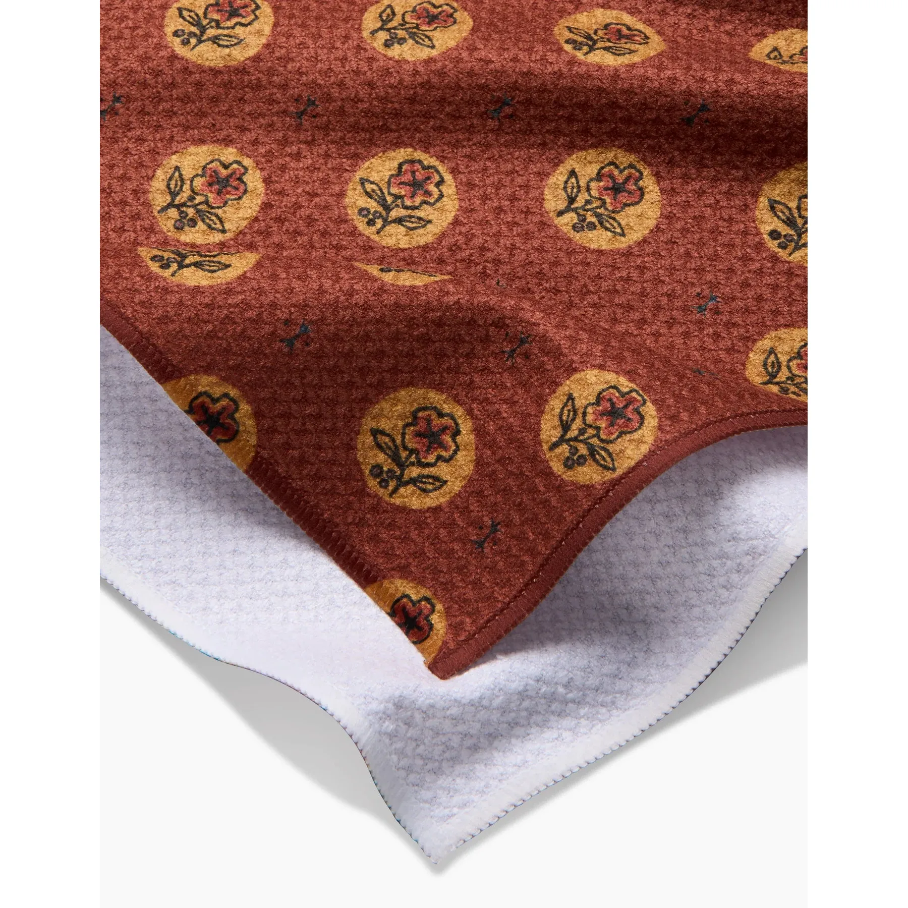 Artisanal Floral Orange Geometry Tea Towel - Image 4