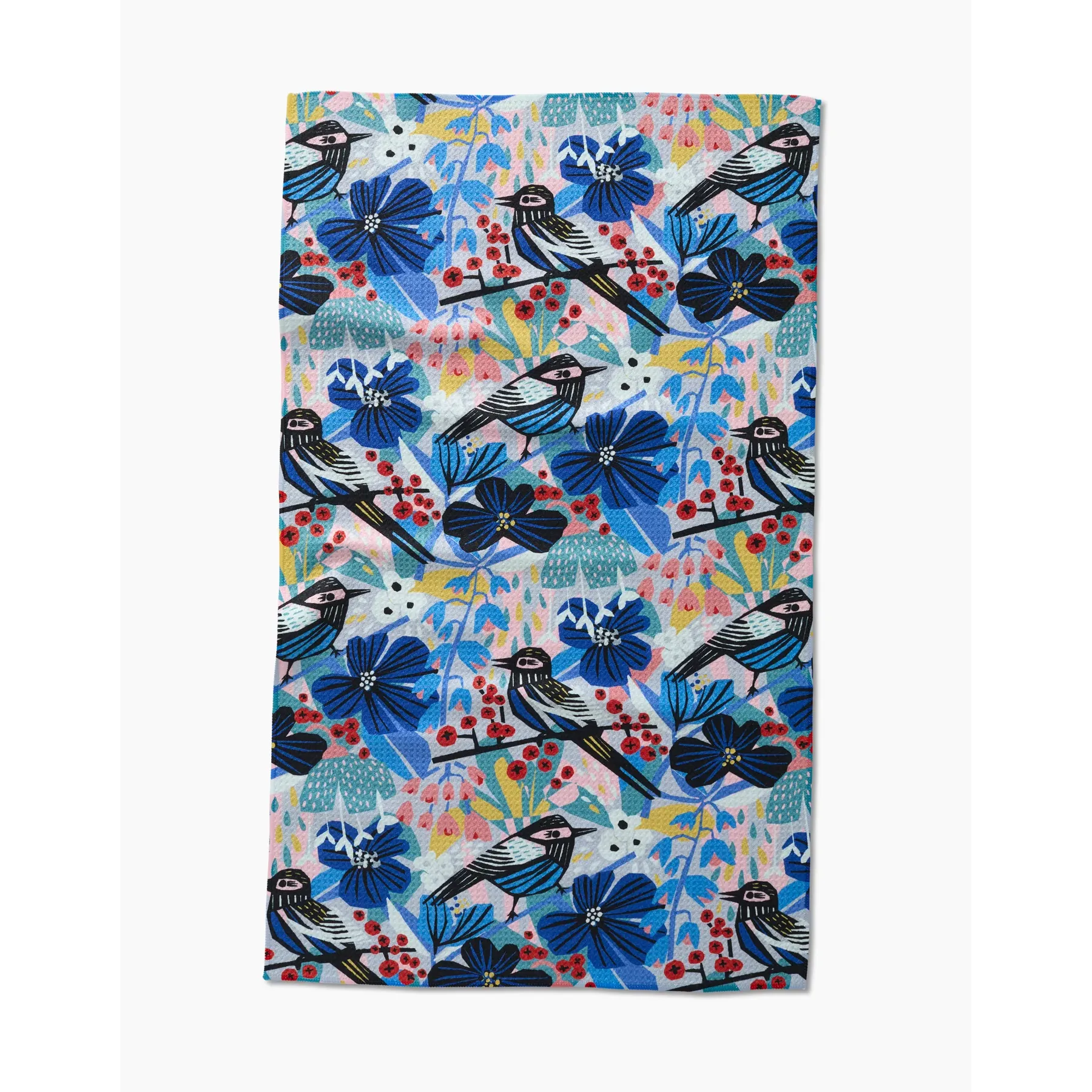 Birds and Berries Geometry Kitchen Tea Towel