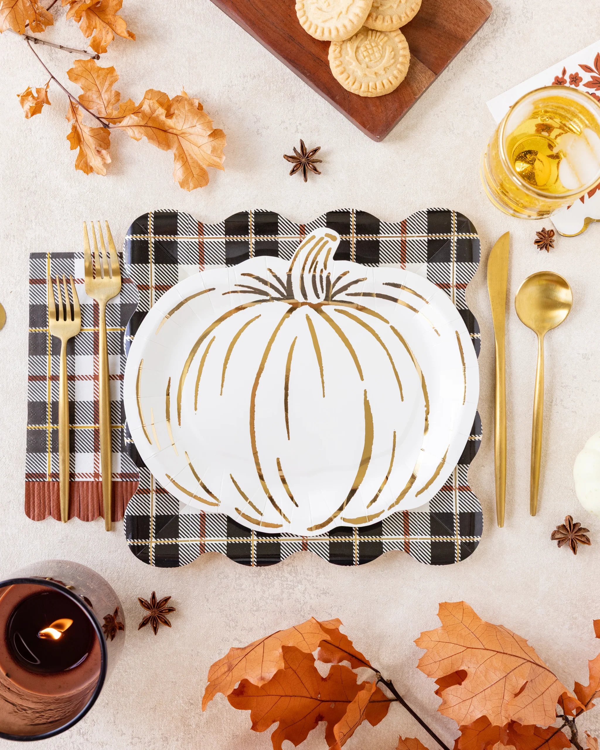 Black Fall Plaid Dinner Napkin - Image 3