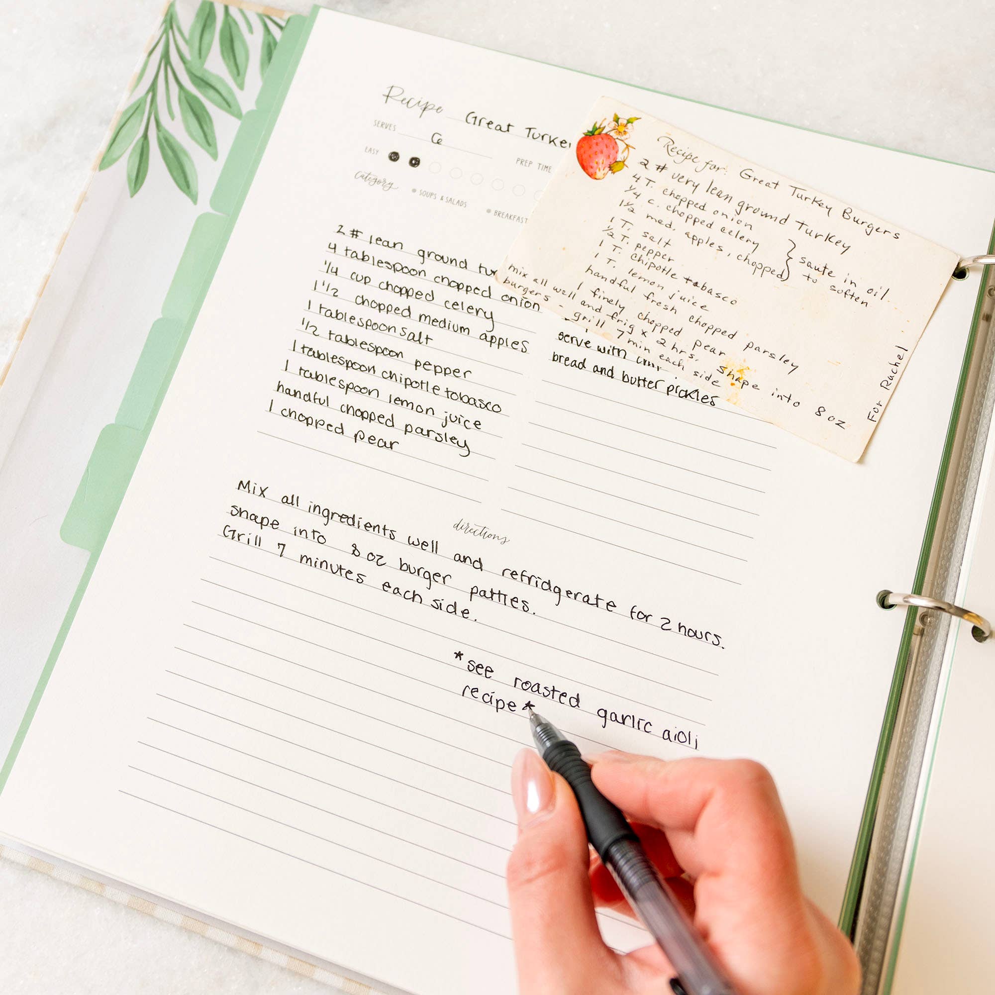 Beige Gingham Large Recipe Binder - Image 2