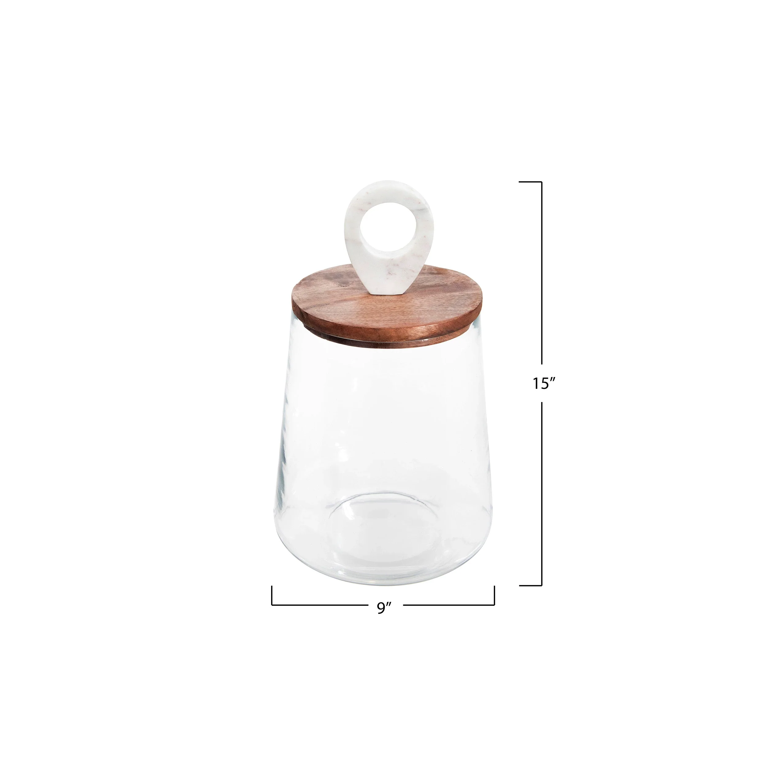 Glass Jar with Mango Wood and Marble Lid - Image 2