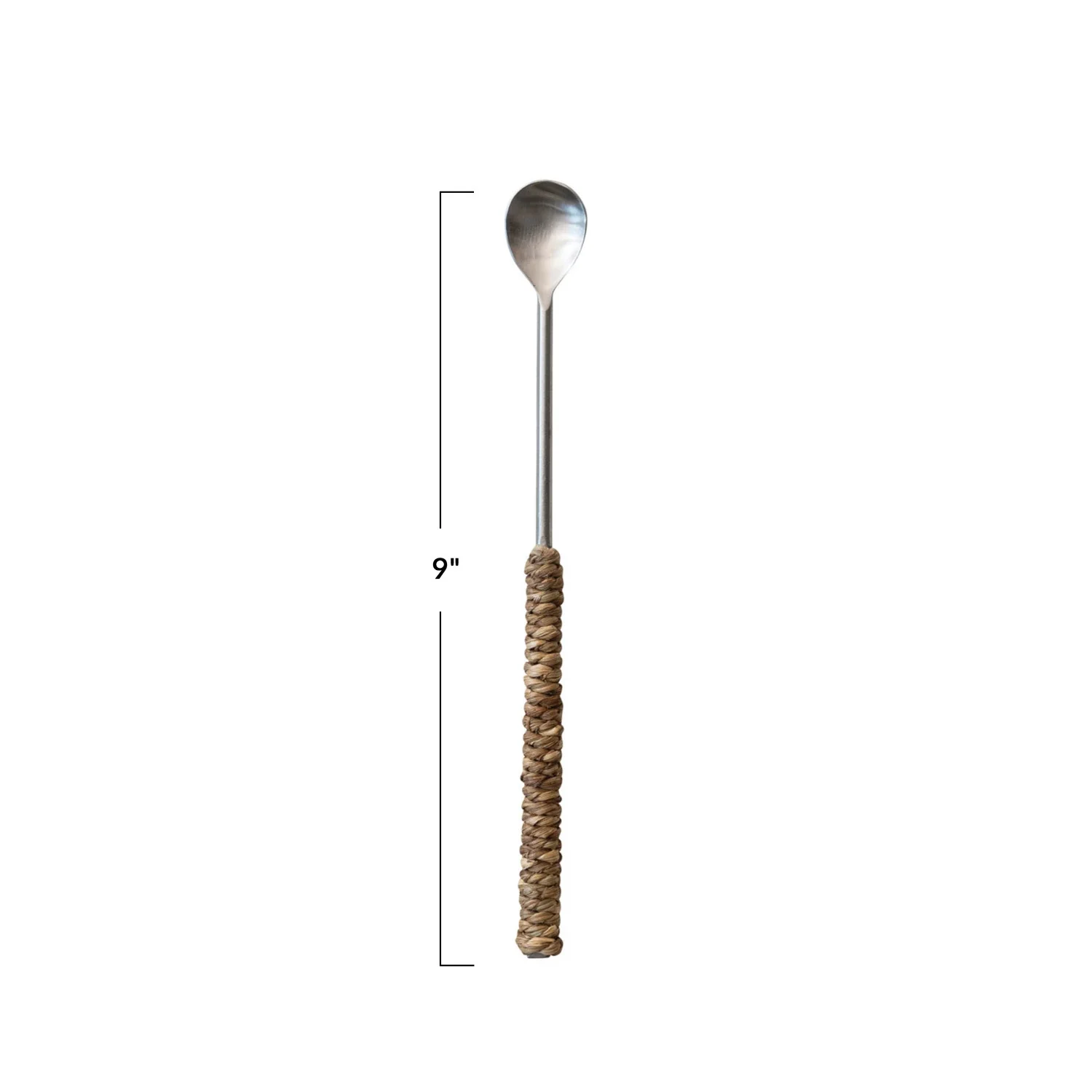 Stainless Steel Cocktail Spoon w/ Seagrass Wrapped Handle - Image 3