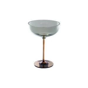 Martini Glass. Iridescent Finish. Amber Color & Green. 8 oz.