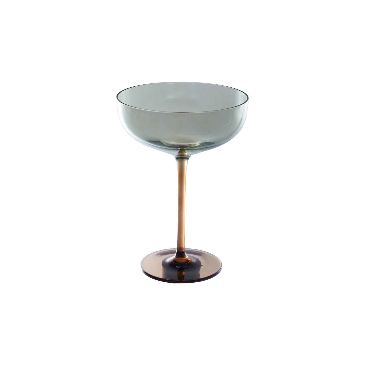 Martini Glass. Iridescent Finish. Amber Color & Green. 8 oz.
