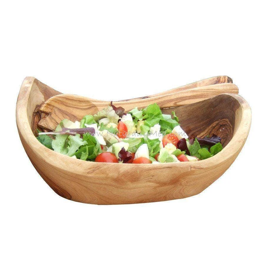 Olive Wood Natural Boat Shaped Fruit / Salad Bowl - Image 2