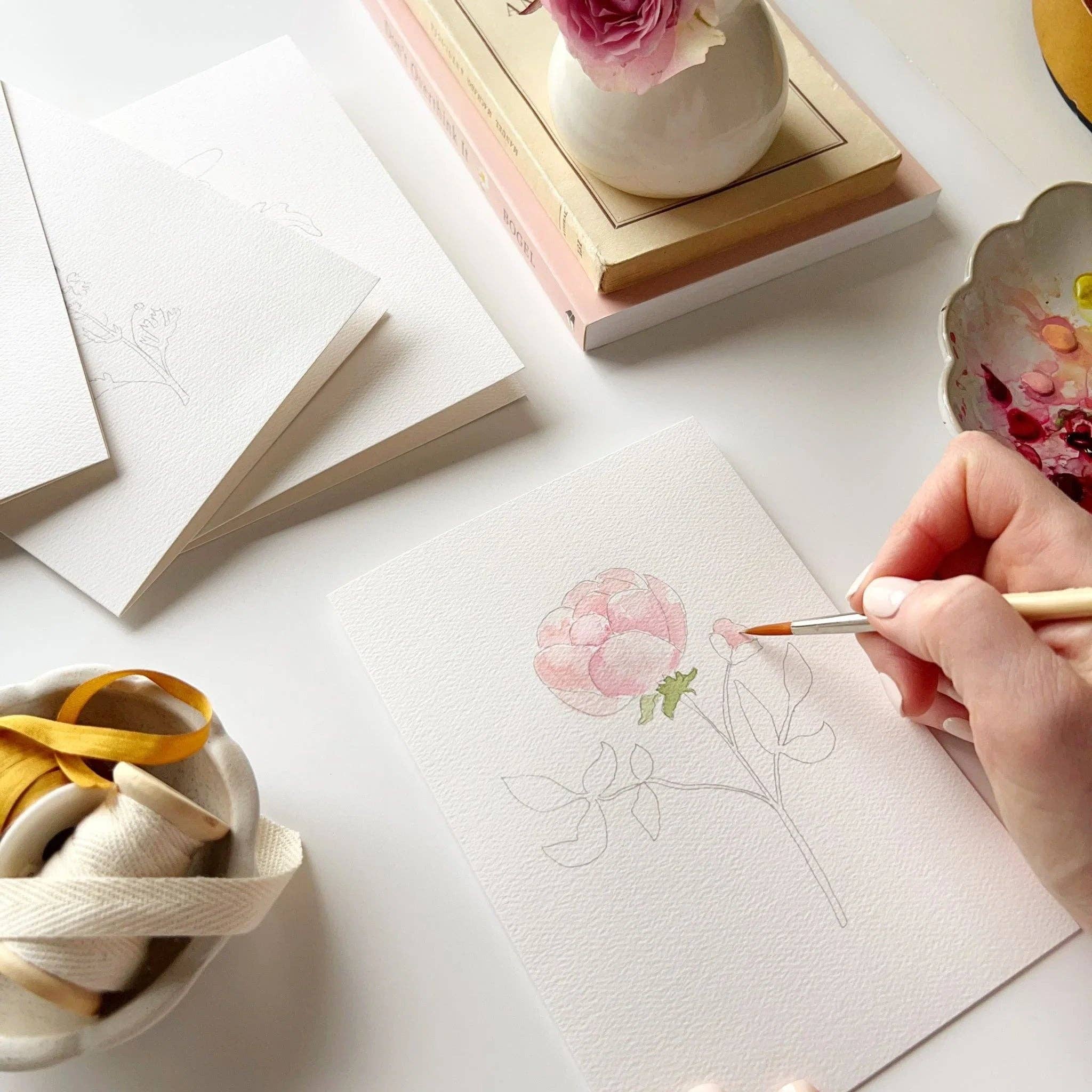 Garden Flowers Paintable Watercolor Notecard Set - Image 3