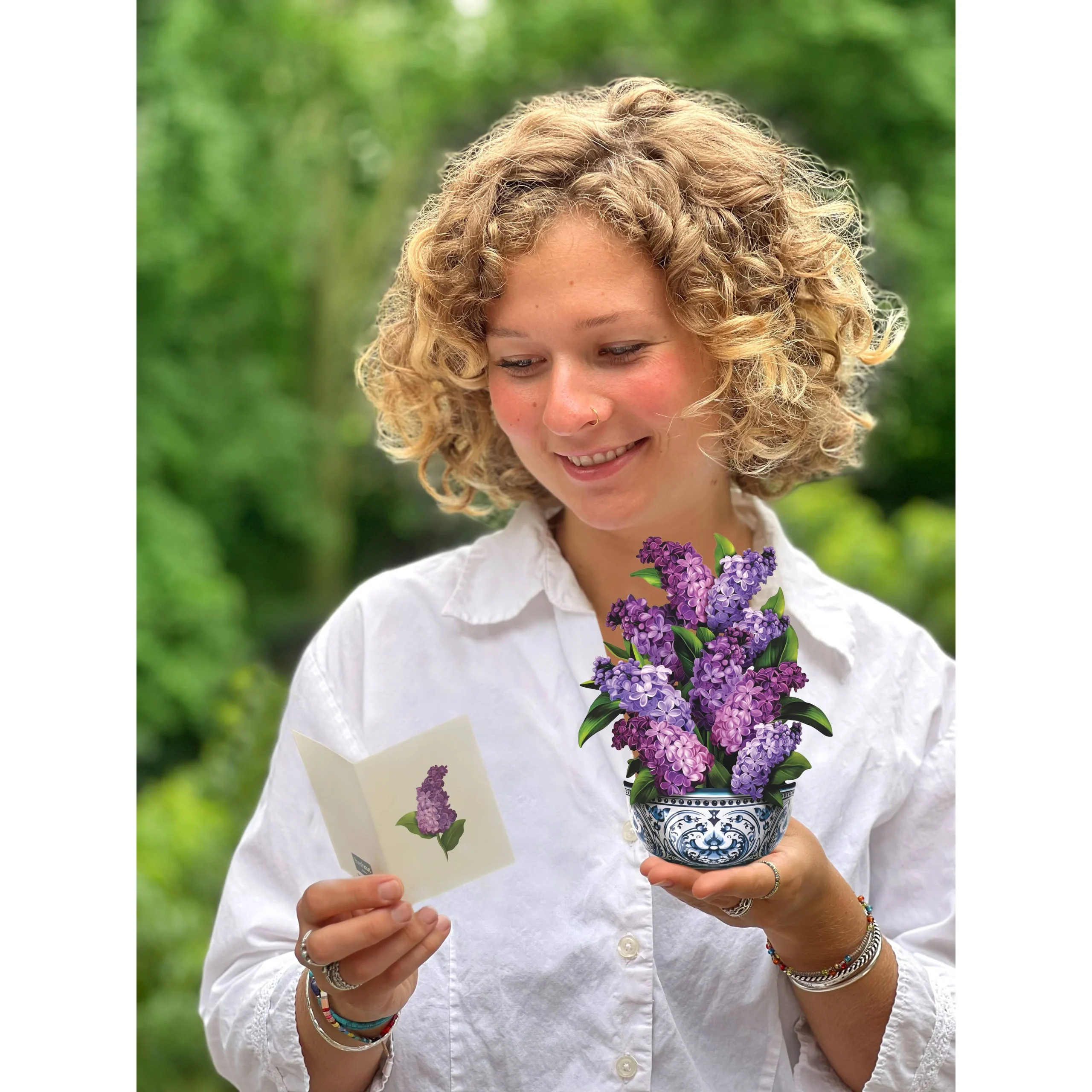 Lilac Garden Mini Pop Up Greeting Card - Image 3