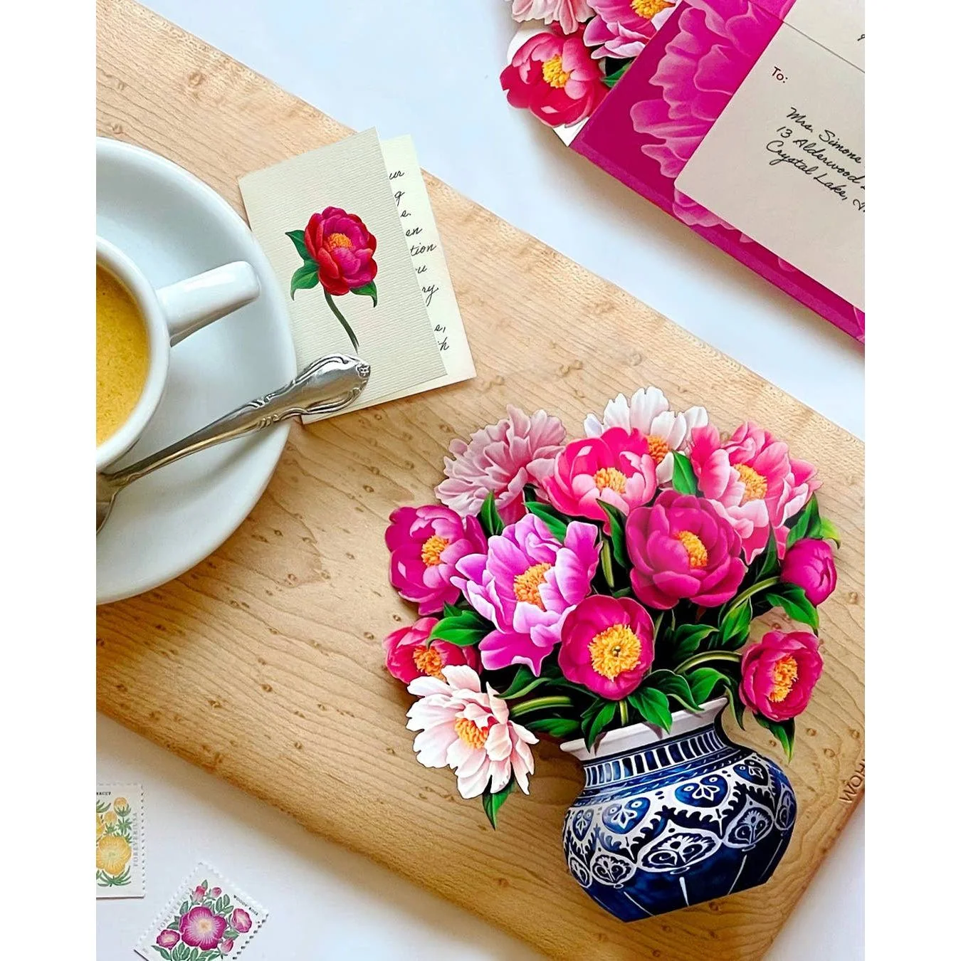 Mini Peony Paradise Pop Up Greeting Card - Image 3