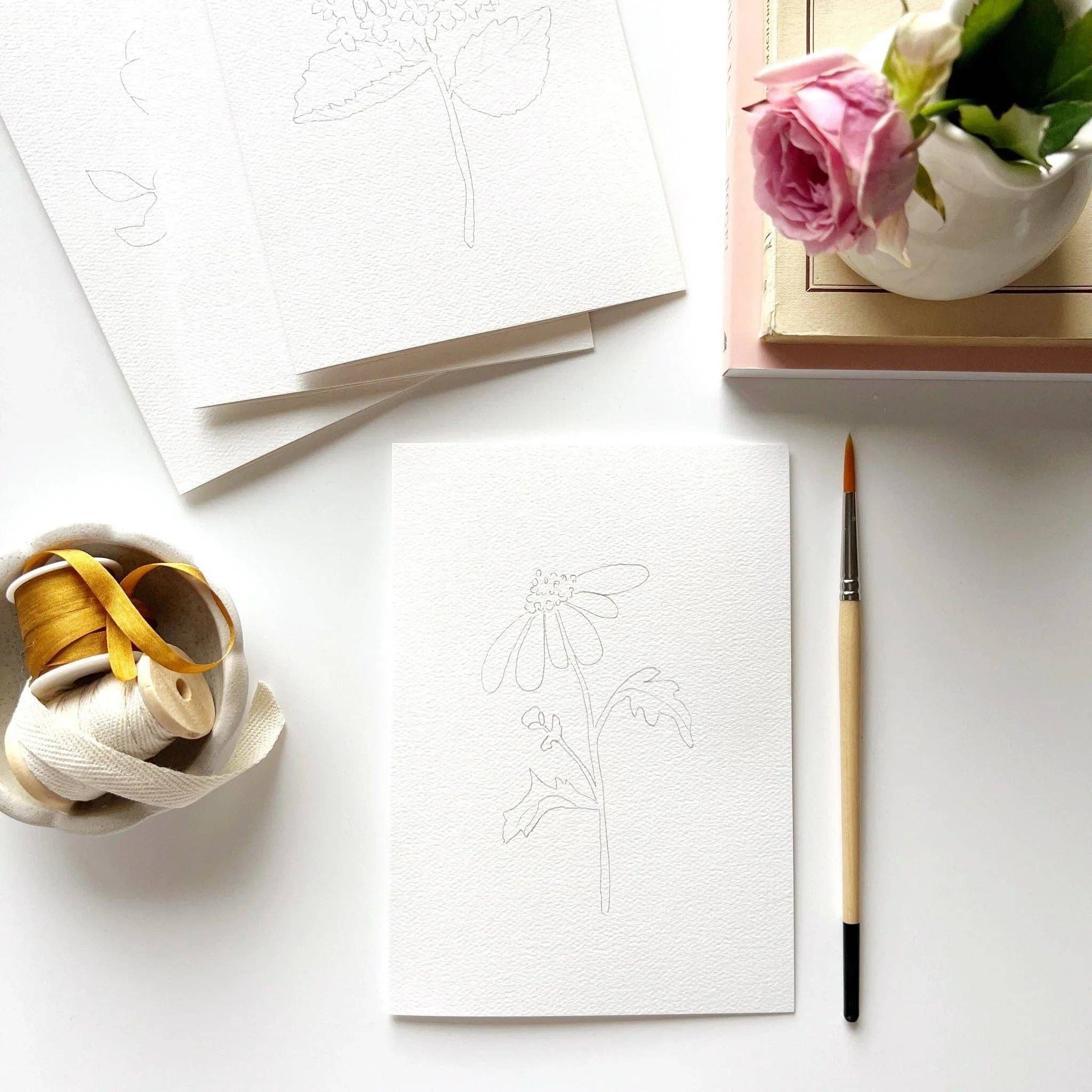 Garden Flowers Paintable Watercolor Notecard Set - Image 8