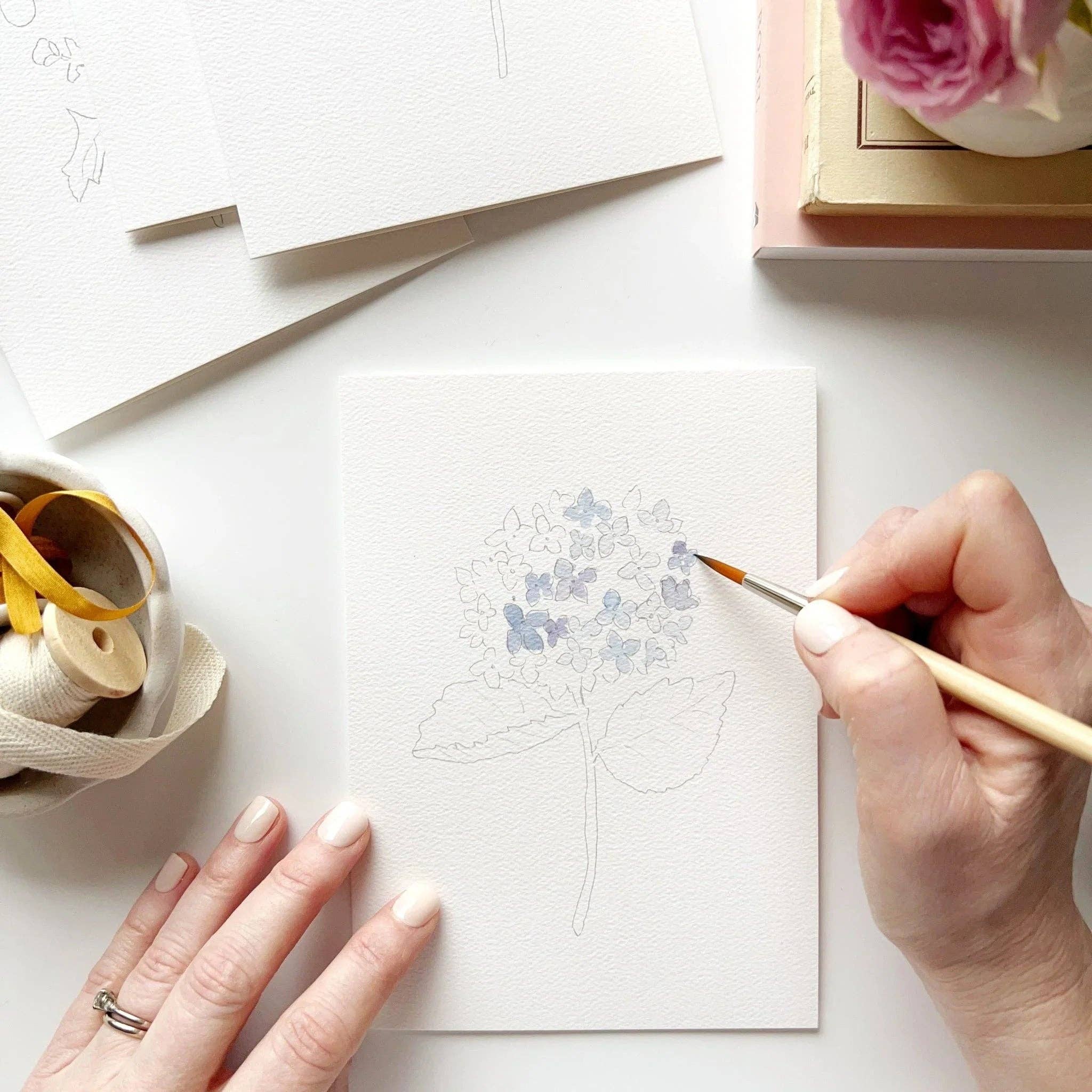 Garden Flowers Paintable Watercolor Notecard Set - Image 7