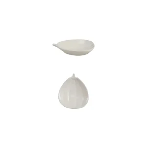 Stoneware Pumpkin Shaped Dish. White