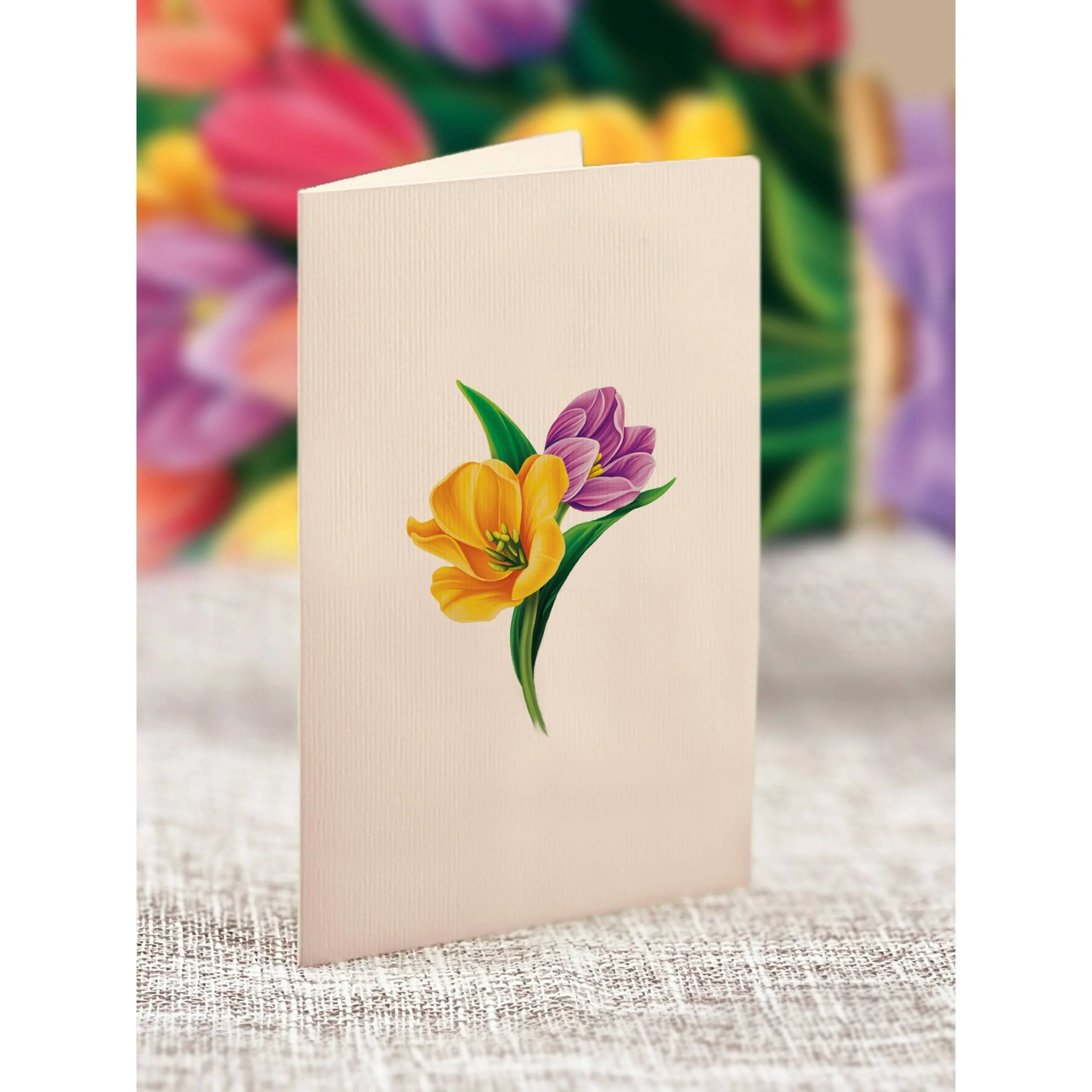 Festive Tulips Mini Pop Up Greeting Card - Image 6