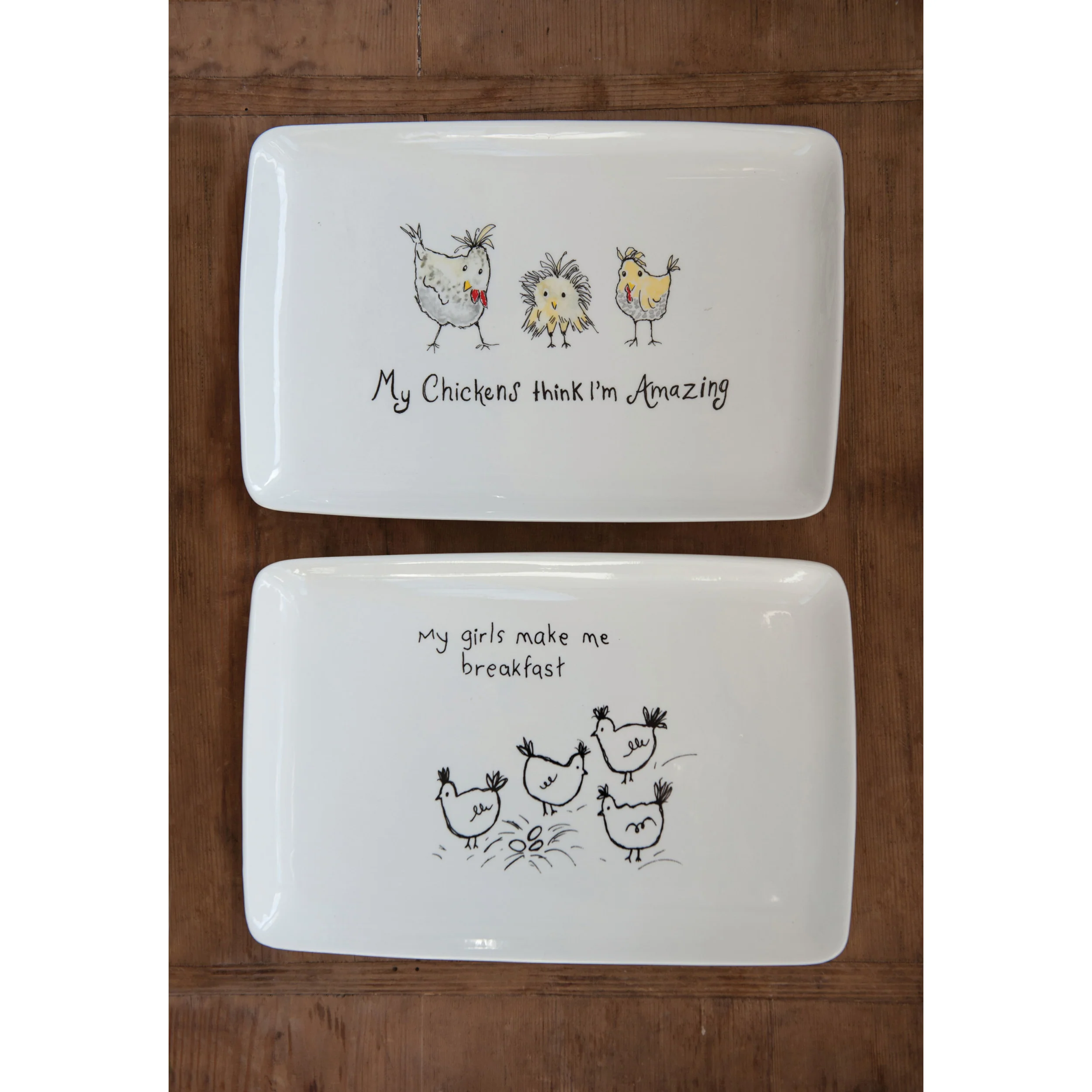 Platter with Chickens and Saying. 2 Styles - Image 2