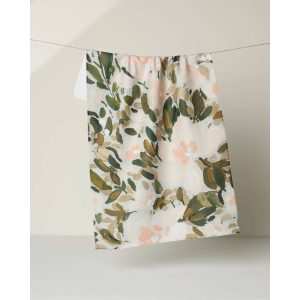 Painted Blossoms Geometry Tea Towel