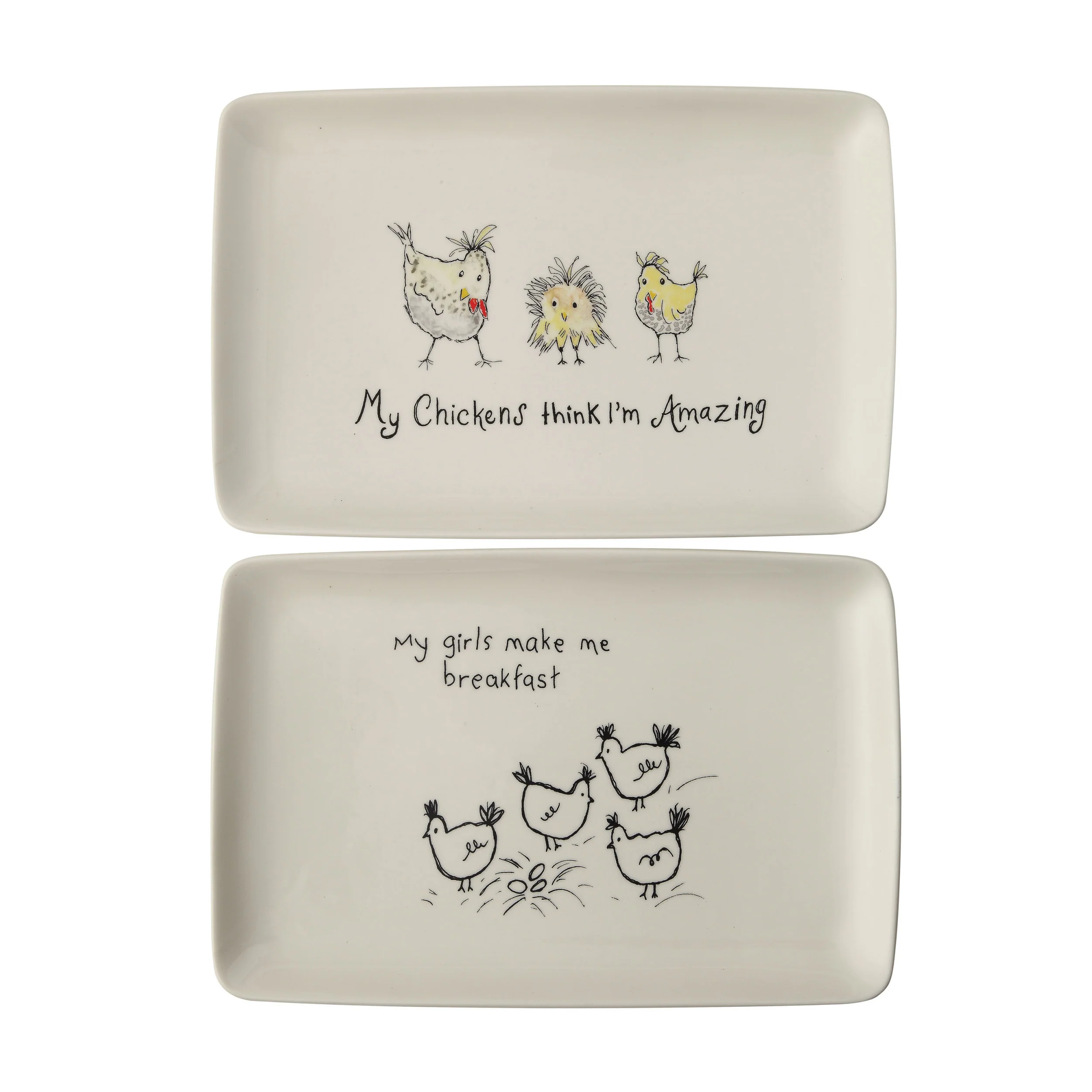 Platter with Chickens and Saying. 2 Styles