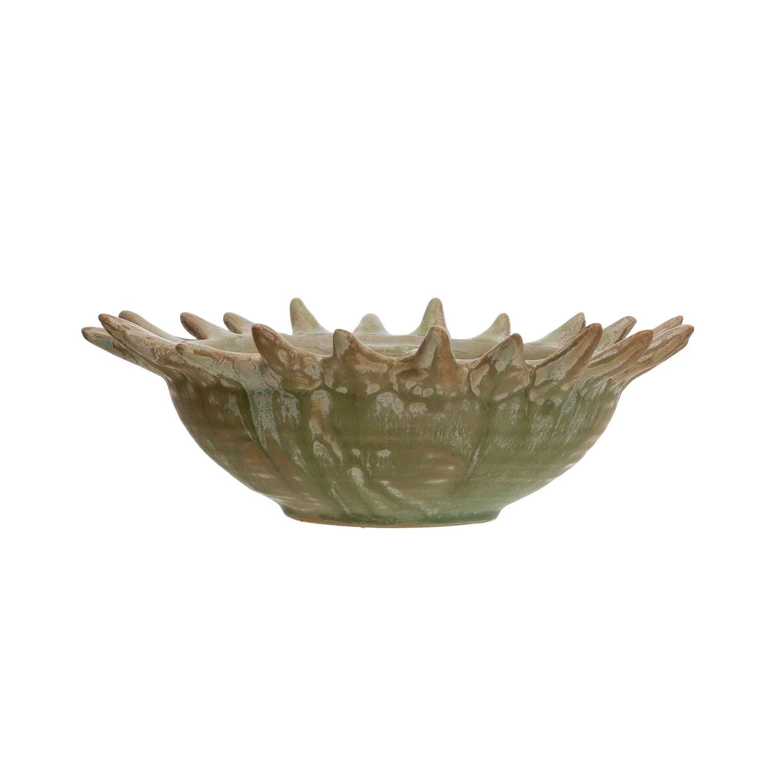 Stoneware Sunburst Shaped Serving Bowl with Glaze - Image 2