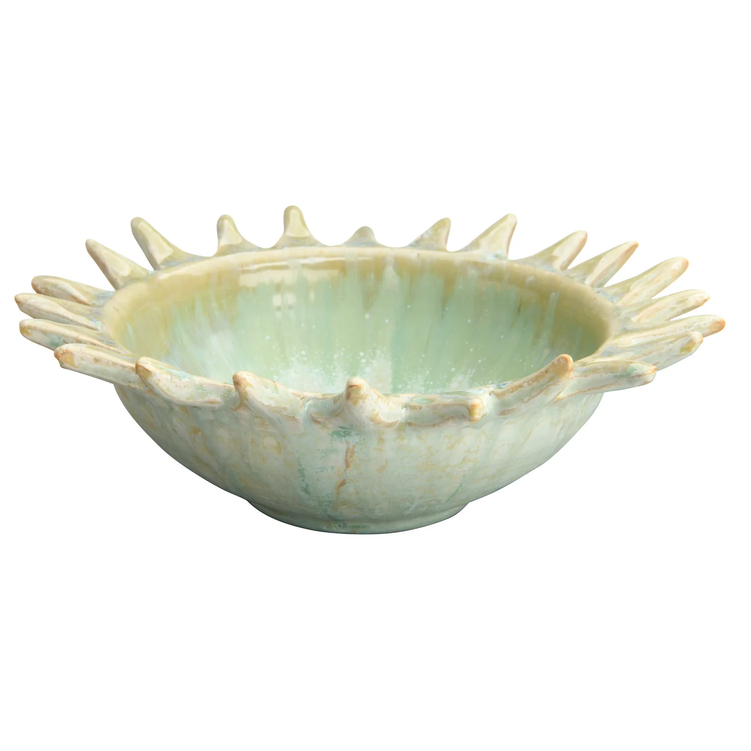 Stoneware Sunburst Shaped Serving Bowl with Glaze - Image 5