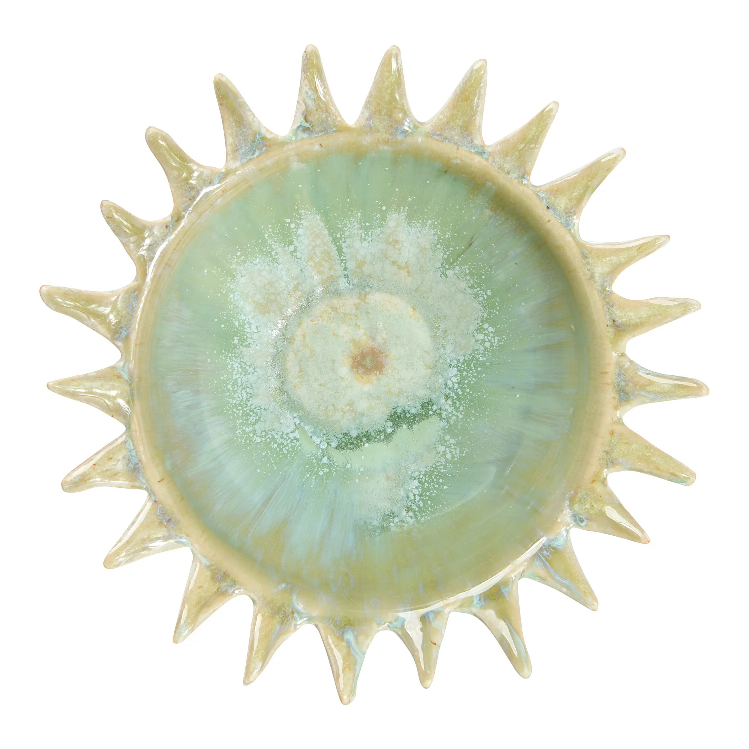 Stoneware Sunburst Shaped Serving Bowl with Glaze - Image 3