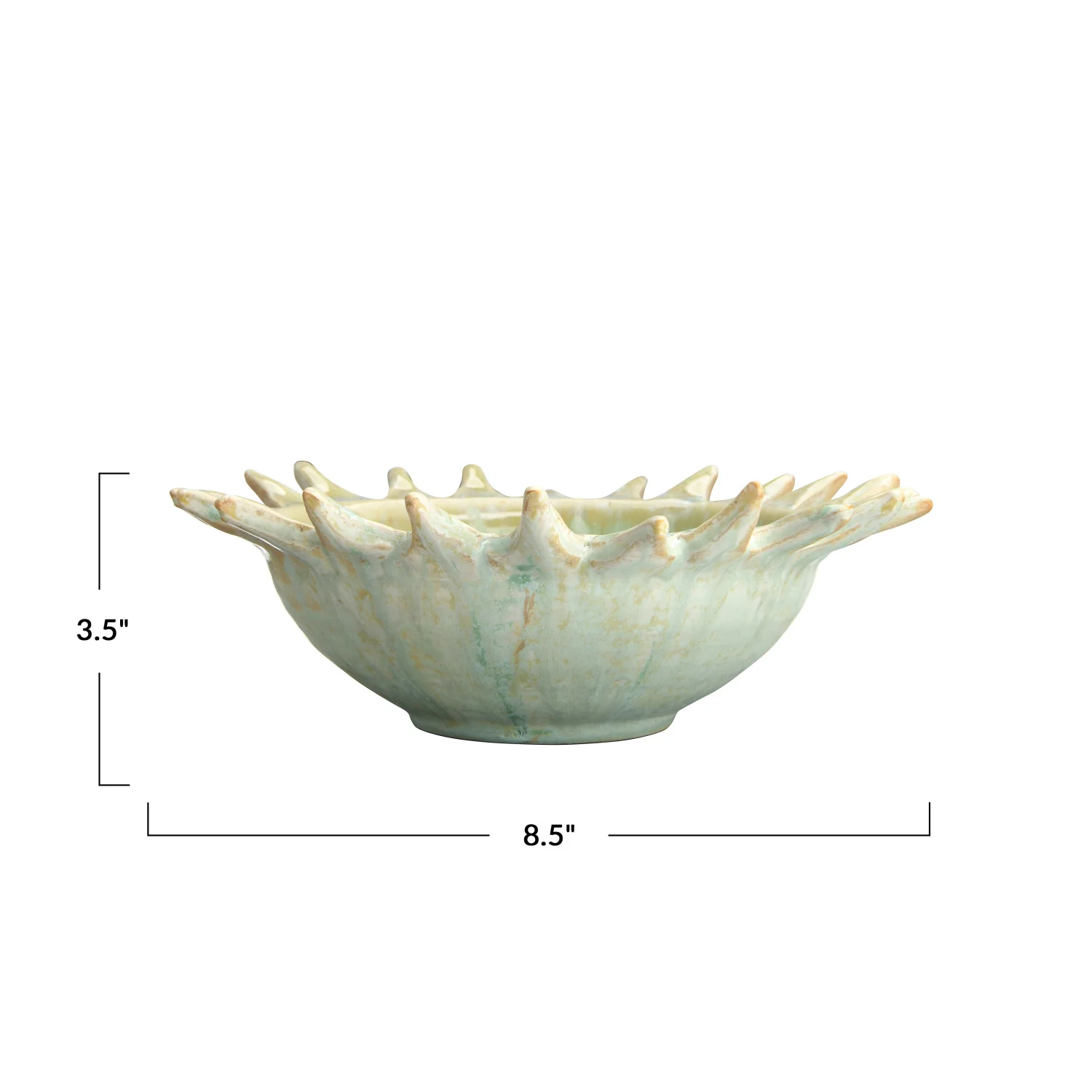 Stoneware Sunburst Shaped Serving Bowl with Glaze - Image 6