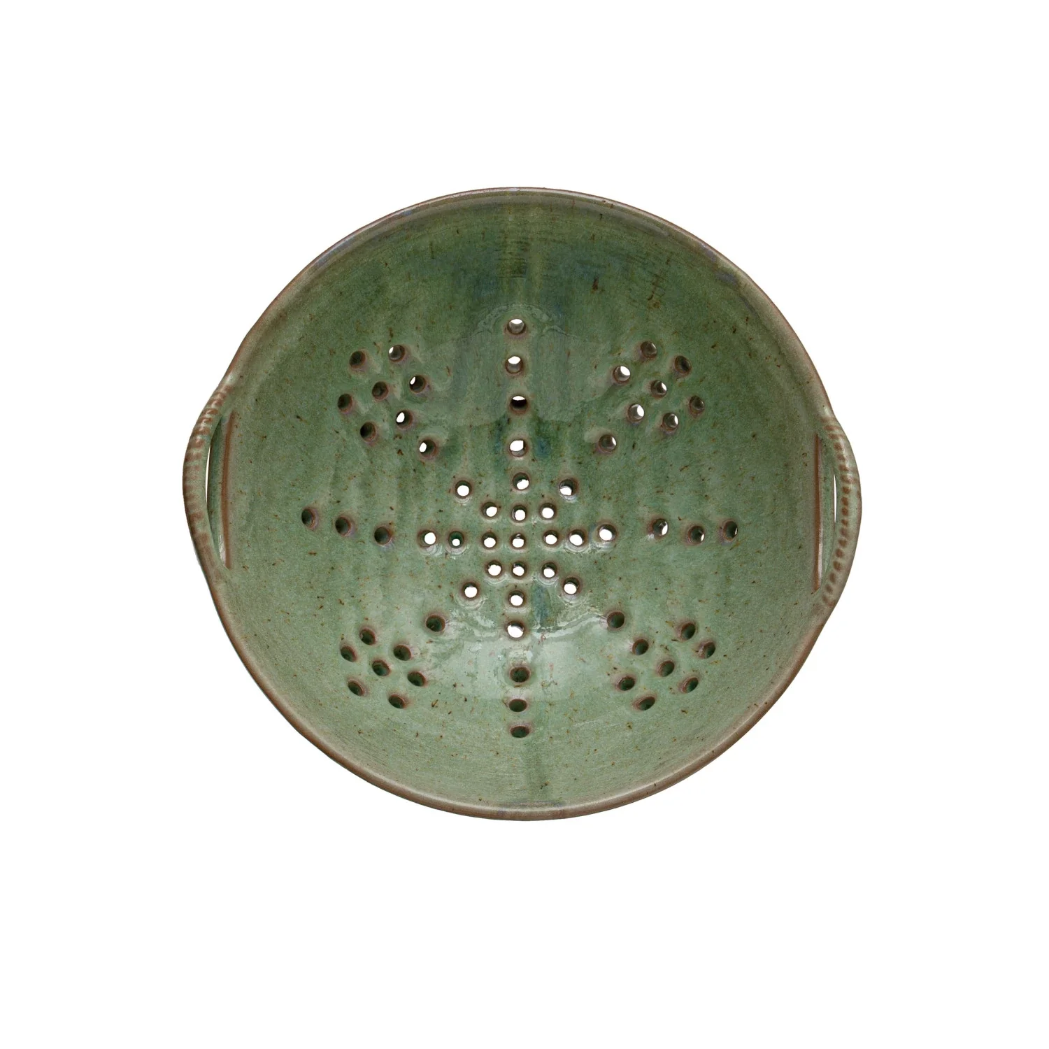 Stoneware Berry Bowl w/ Handles. Aqua (Each One Will Vary) - Image 2