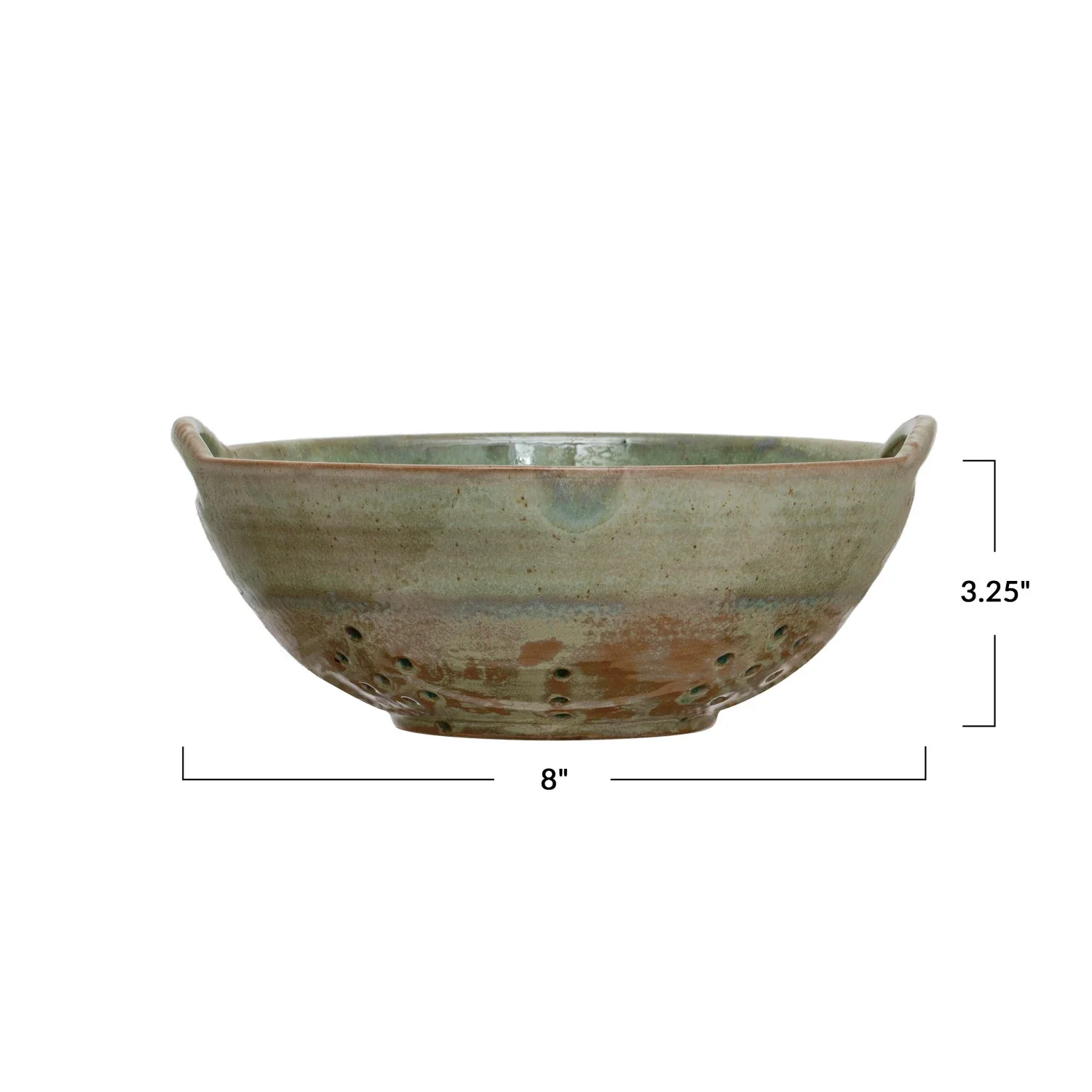 Stoneware Berry Bowl w/ Handles. Aqua (Each One Will Vary) - Image 5