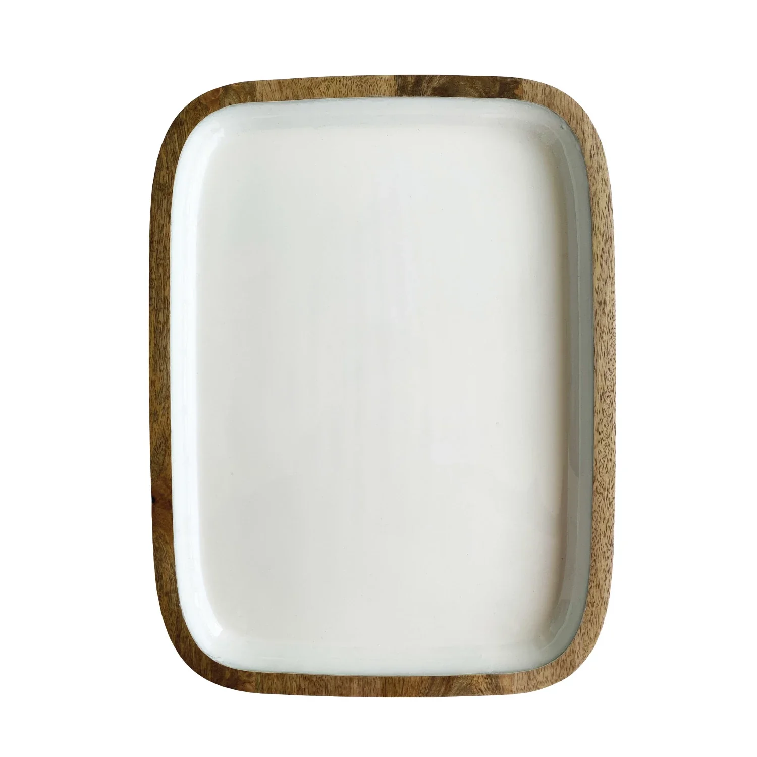 White Enameled Mango Wood Tray - Image 3