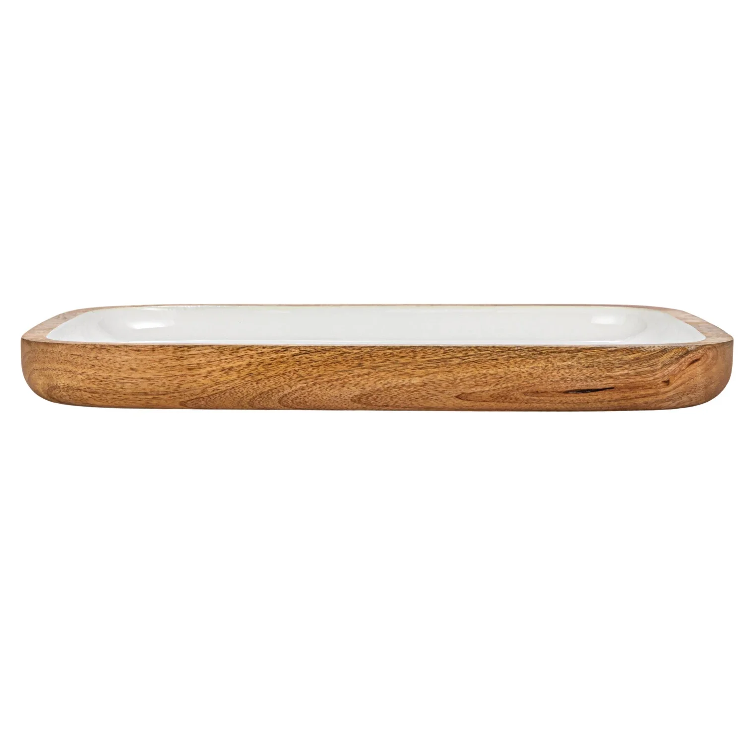 White Enameled Mango Wood Tray - Image 4