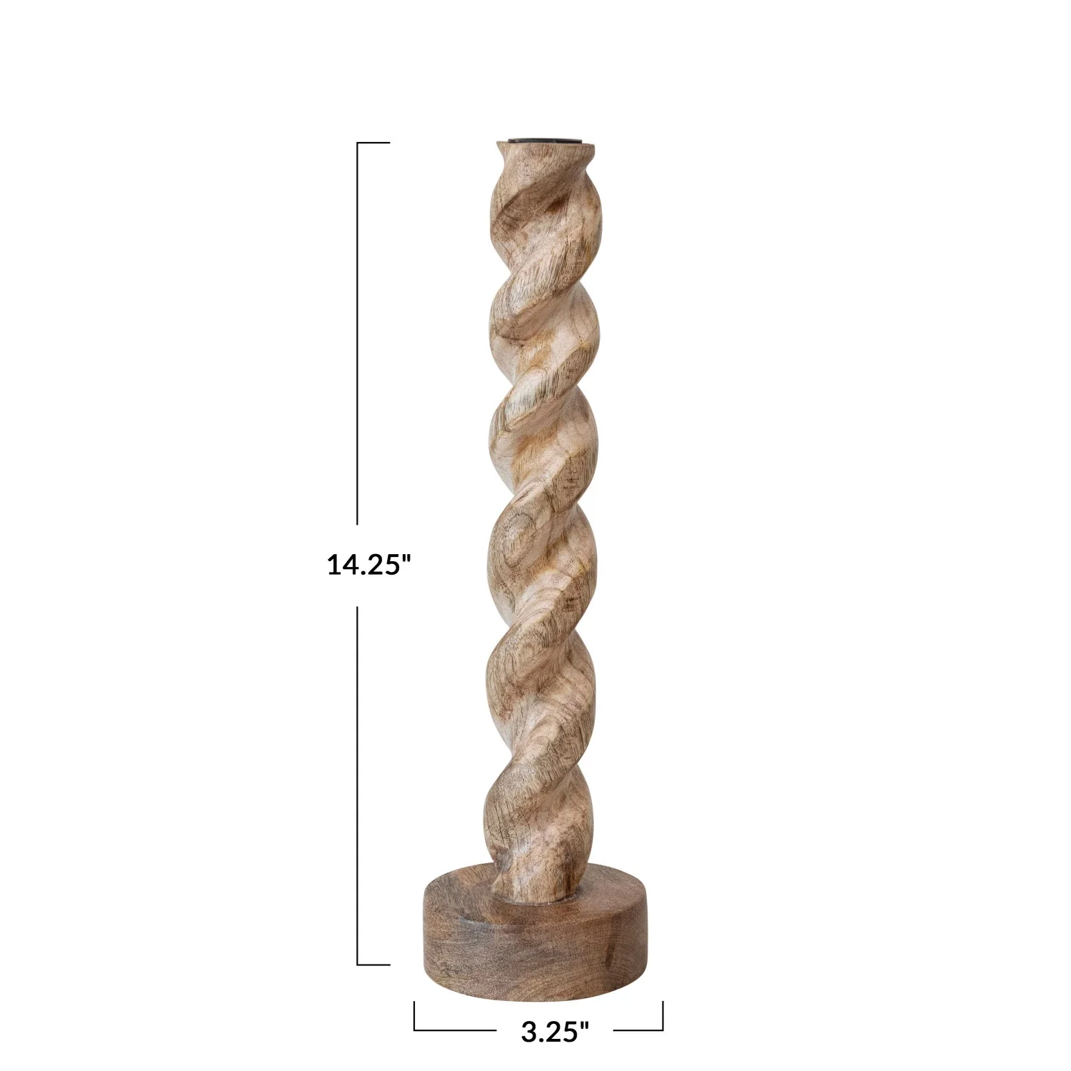 Tall Carved Mango Wood Twisted Taper Holder - Image 6