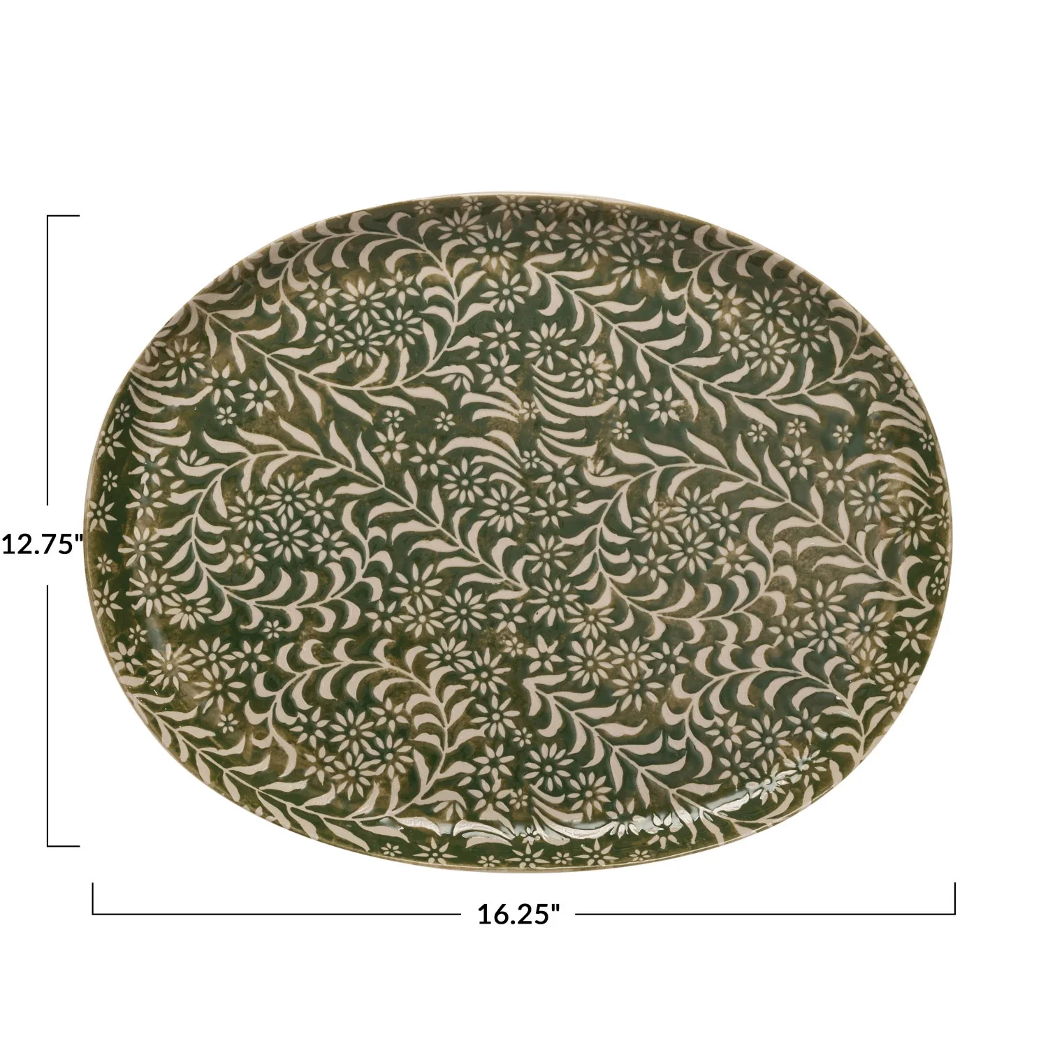 Green Botanics Wax Relief Stoneware Platter - Image 5