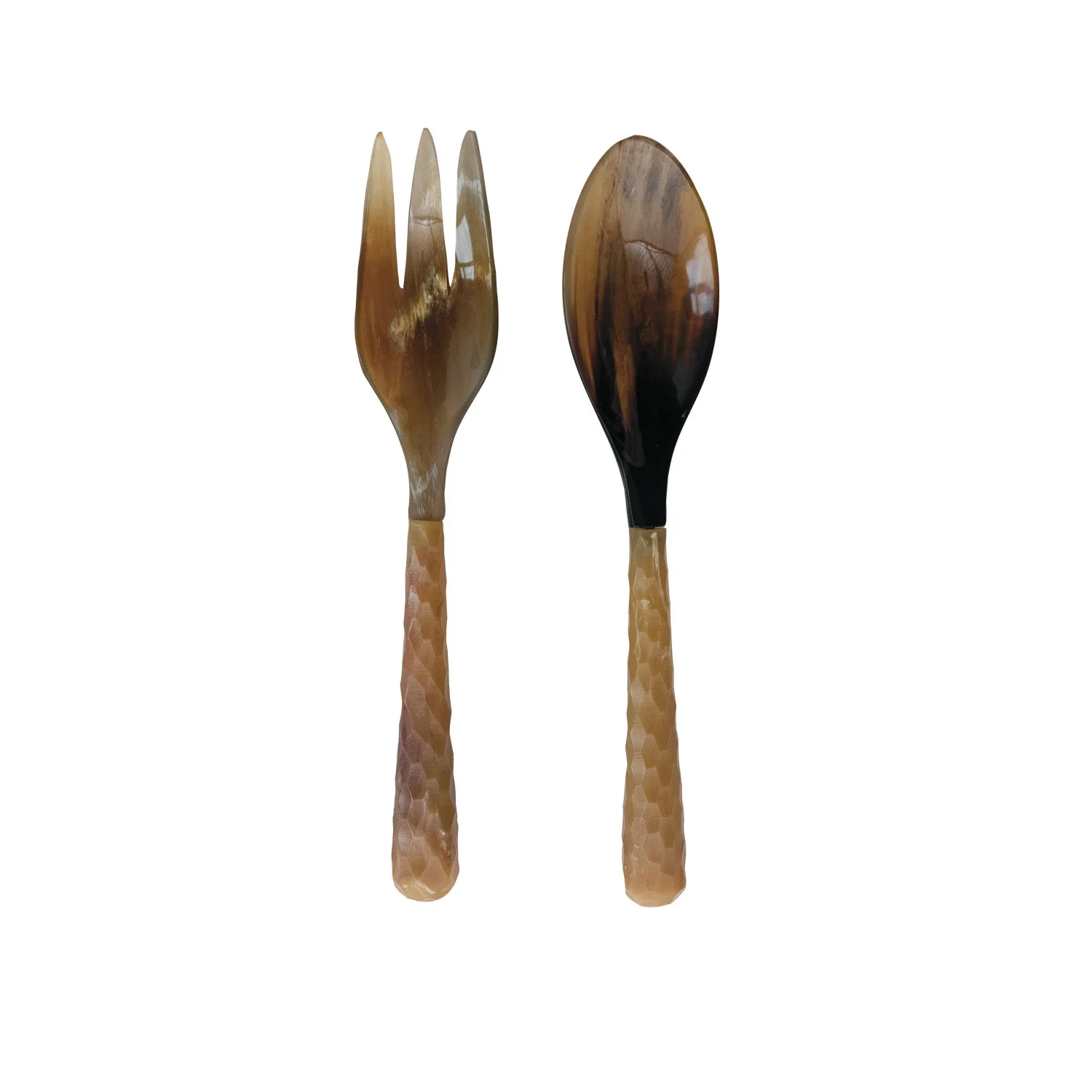 Natural Horn Salad Servers. Set of 2 (Each One Will Vary) - Image 3