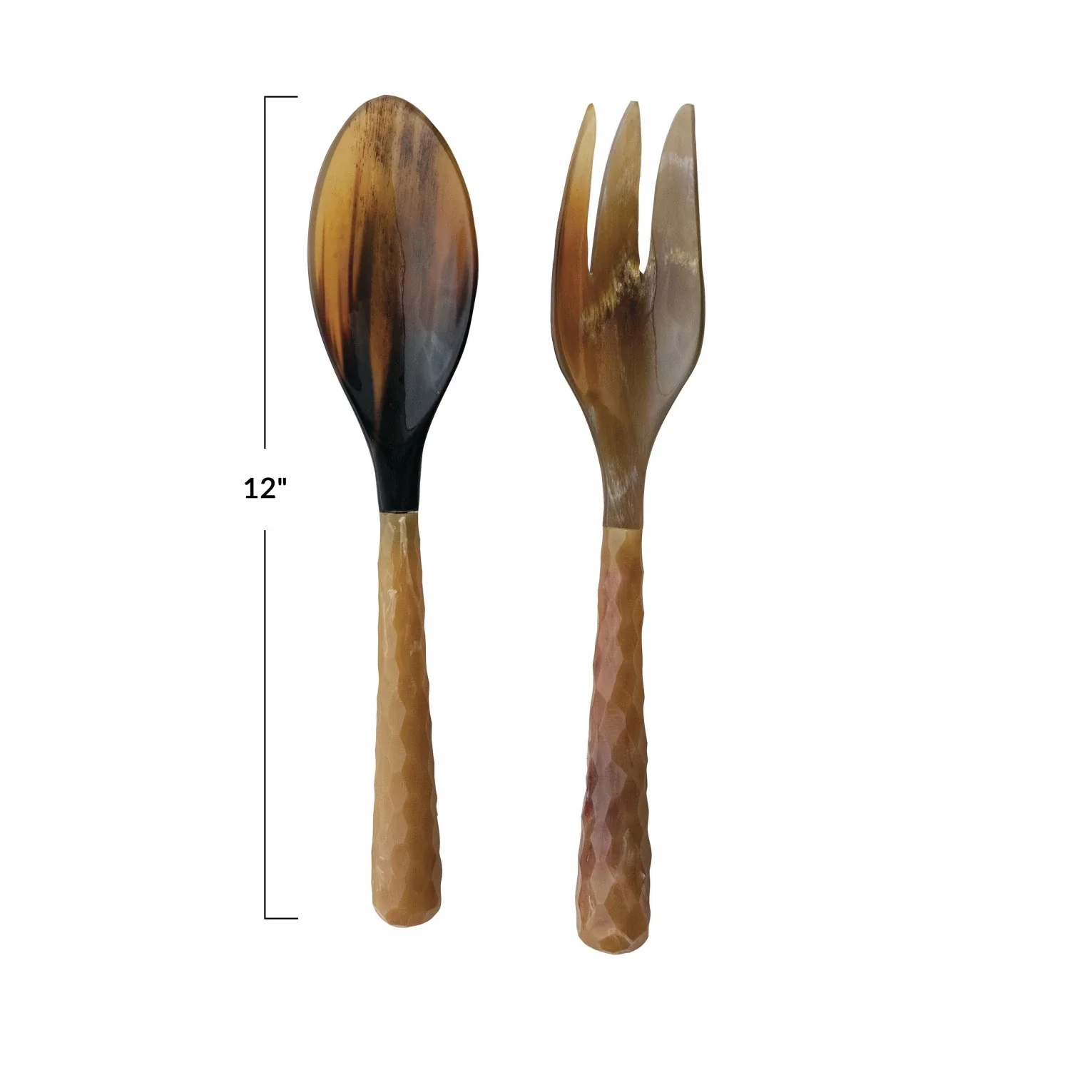 Natural Horn Salad Servers. Set of 2 (Each One Will Vary) - Image 4